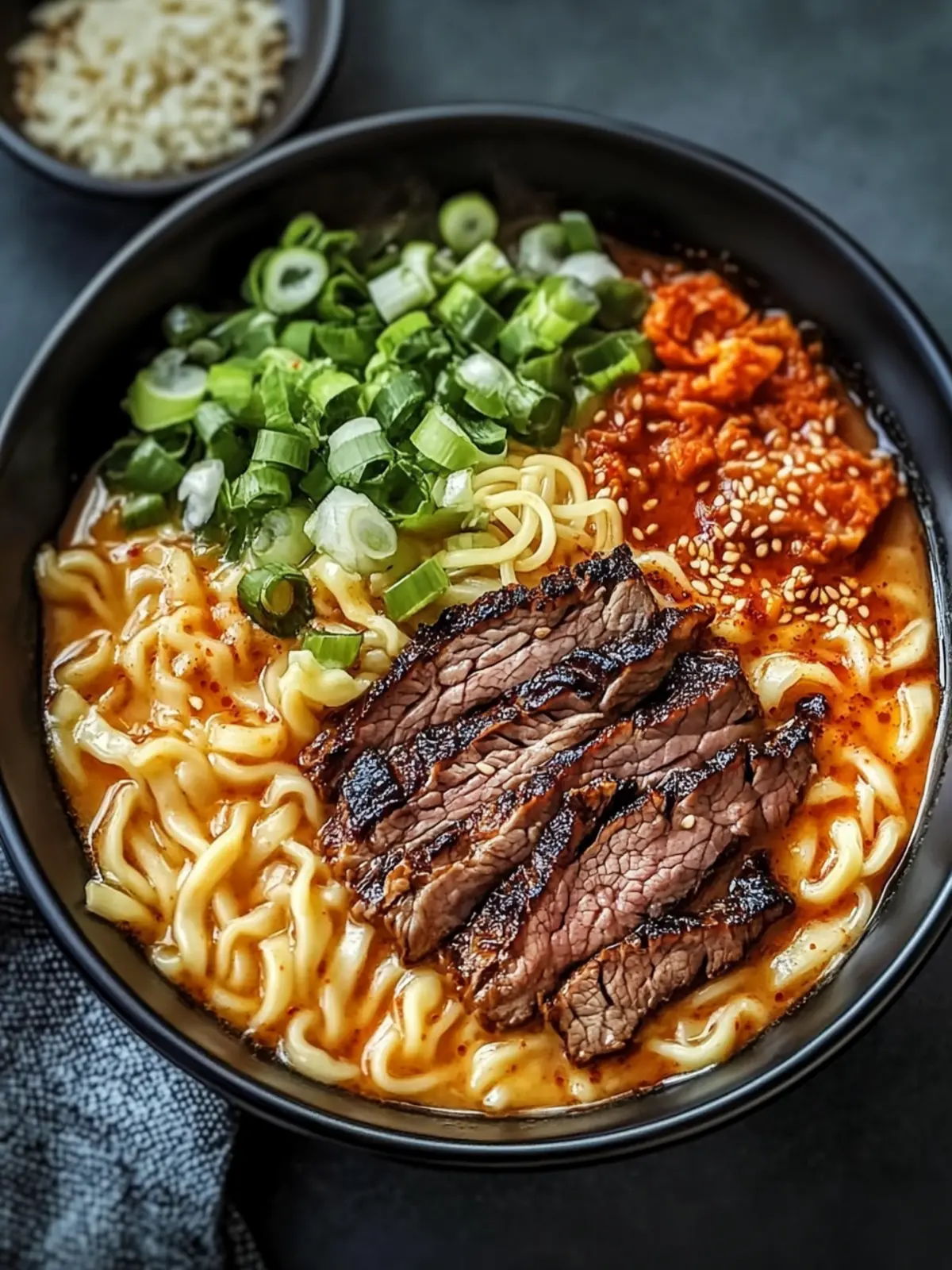 Spicy Korean Ramen with Grilled Beef & Creamy Sauce Bliss 5 Spicy Korean Ramen with Grilled Beef & Creamy Sauce