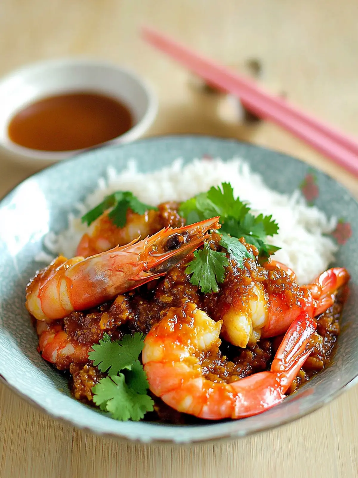 Savory Tiger Prawns with Spicy Fermented Bean Sauce Delight 3 Tiger Prawns with Spicy Fermented Bean Sauce