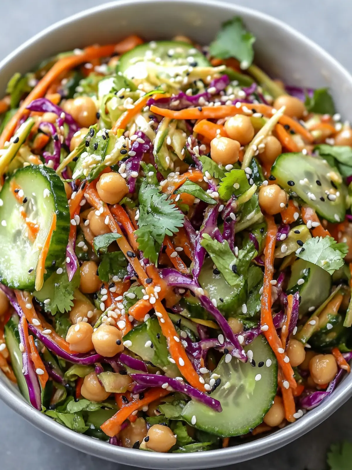 Delicious Asian Cucumber and Chickpea Slaw with Sesame Dressing 4 Asian Cucumber and Chickpea Slaw with Sesame Dressing