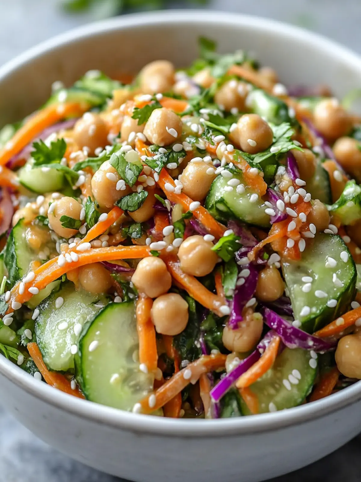 Delicious Asian Cucumber and Chickpea Slaw with Sesame Dressing 2 Asian Cucumber and Chickpea Slaw with Sesame Dressing