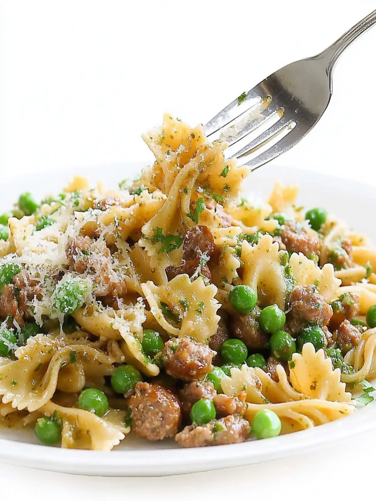Sausage Pesto Pasta with Caramelized Onions and Peas Delight 2 Sausage Pesto Pasta with Caramelized Onions and Peas