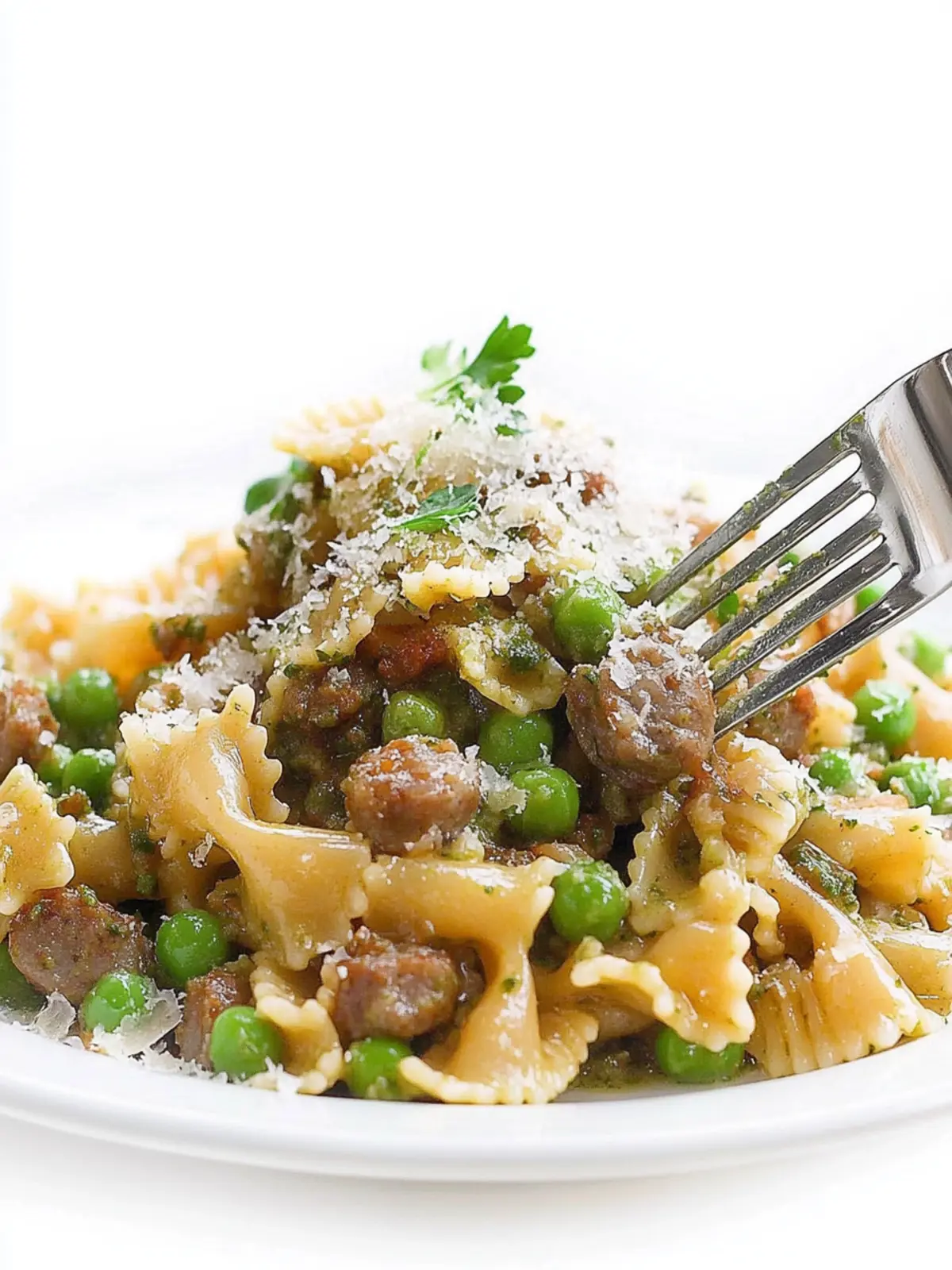 Sausage Pesto Pasta with Caramelized Onions and Peas Delight 4 Sausage Pesto Pasta with Caramelized Onions and Peas