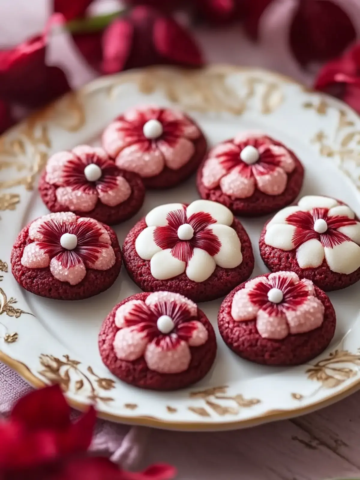 Chewy Red Velvet Blossom Cookies for Sweet Celebrations 2 Red Velvet Blossom Cookies