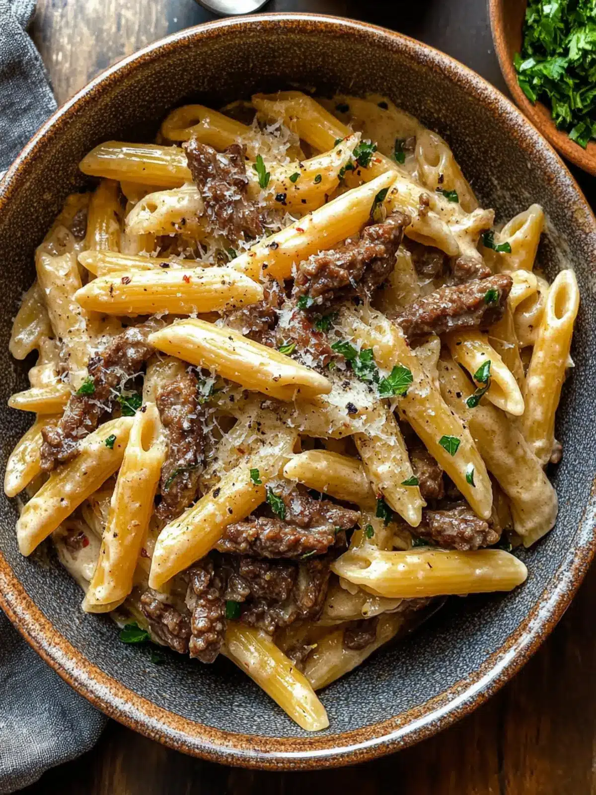 Creamy Garlic Beef Pasta with Low Carb Qetoe Penne Bliss 4 Creamy Garlic Beef Pasta with Low Carb Qetoe Penne