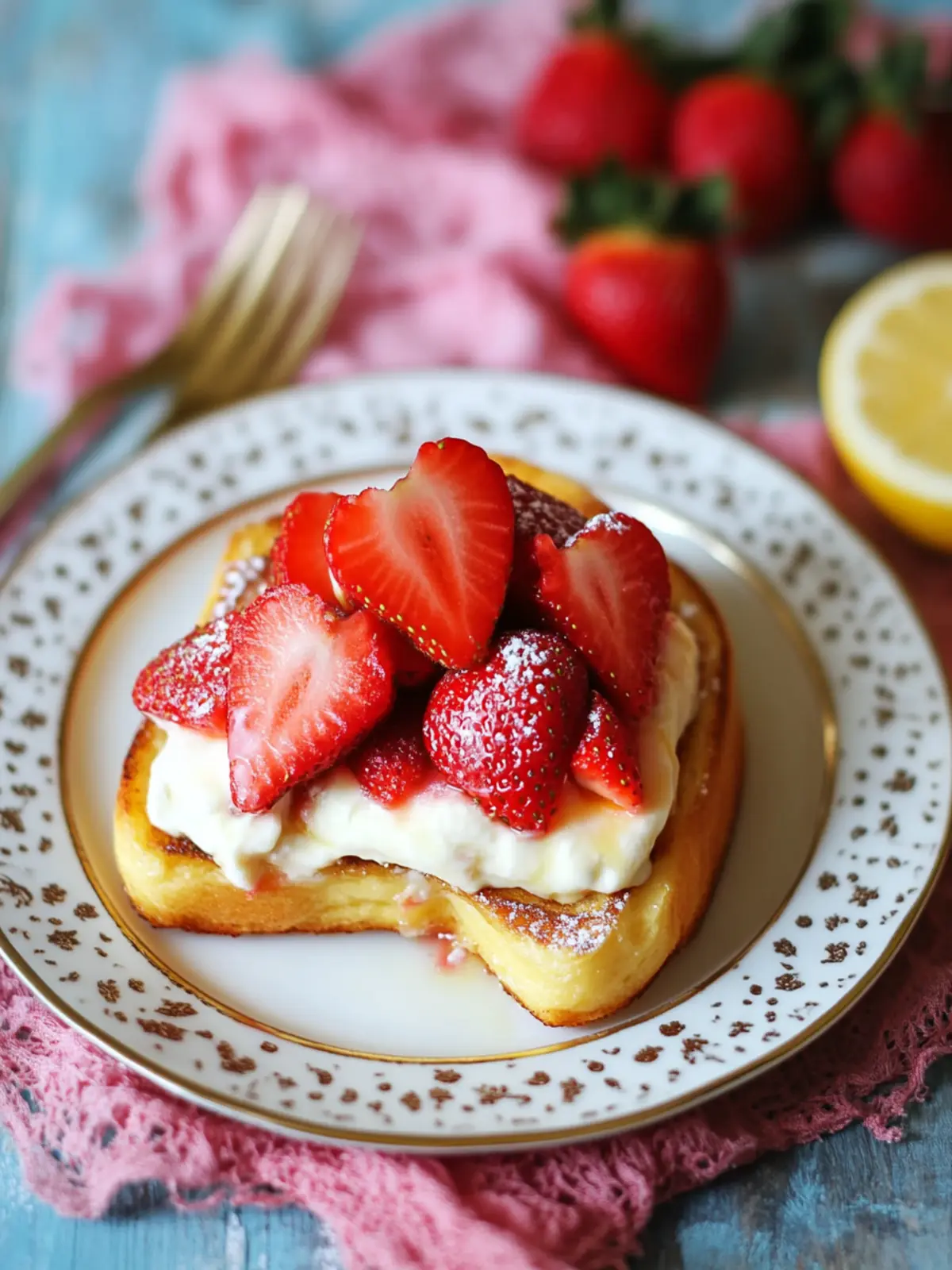 Delicious Overnight Cream Cheese-Stuffed Lemon French Toast 2 Overnight Cream Cheese-Stuffed Lemon French Toast with Strawberries
