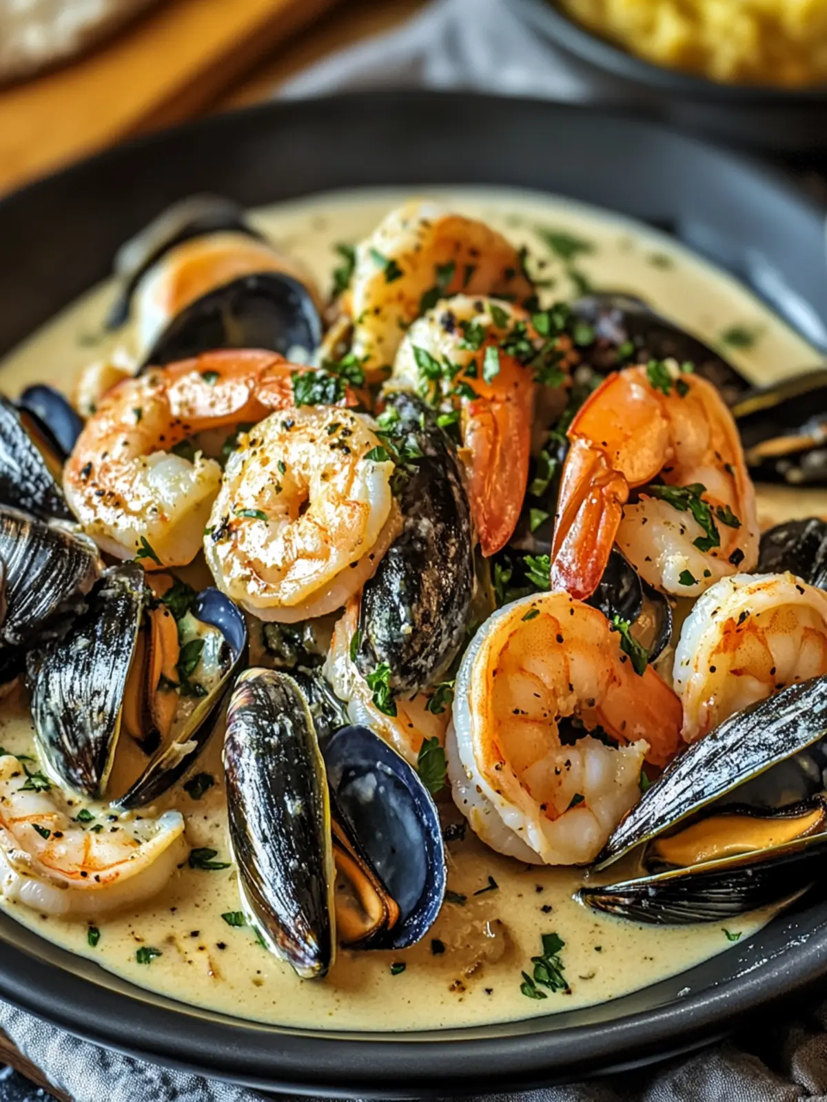 Delicious Shrimp And Mussels In A Creamy Garlic Sauce Delight 2 Shrimp And Mussels In A Creamy Garlic Sauce
