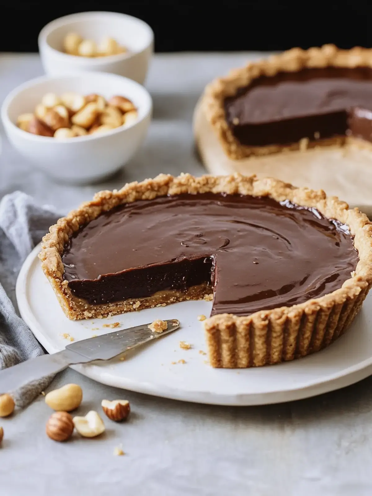 Indulge in Chocolate Tart with Hazelnut Crust and Toffee Bliss 4 chocolate tart with hazelnut crust and toffee butterscotch
