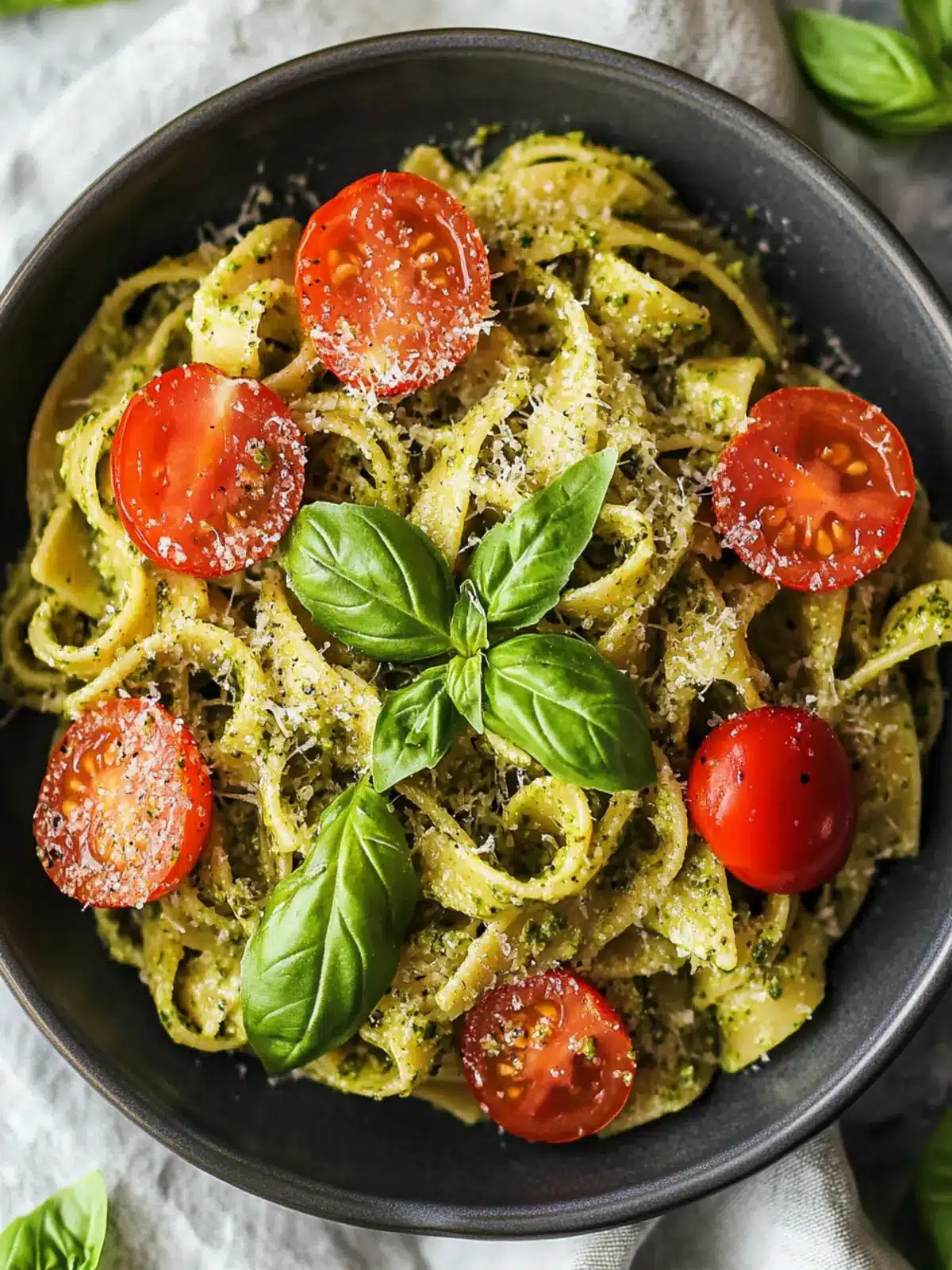 Delicious Pesto Pasta with Cherry Tomatoes in Minutes! 5 Pesto Pasta with Cherry Tomatoes