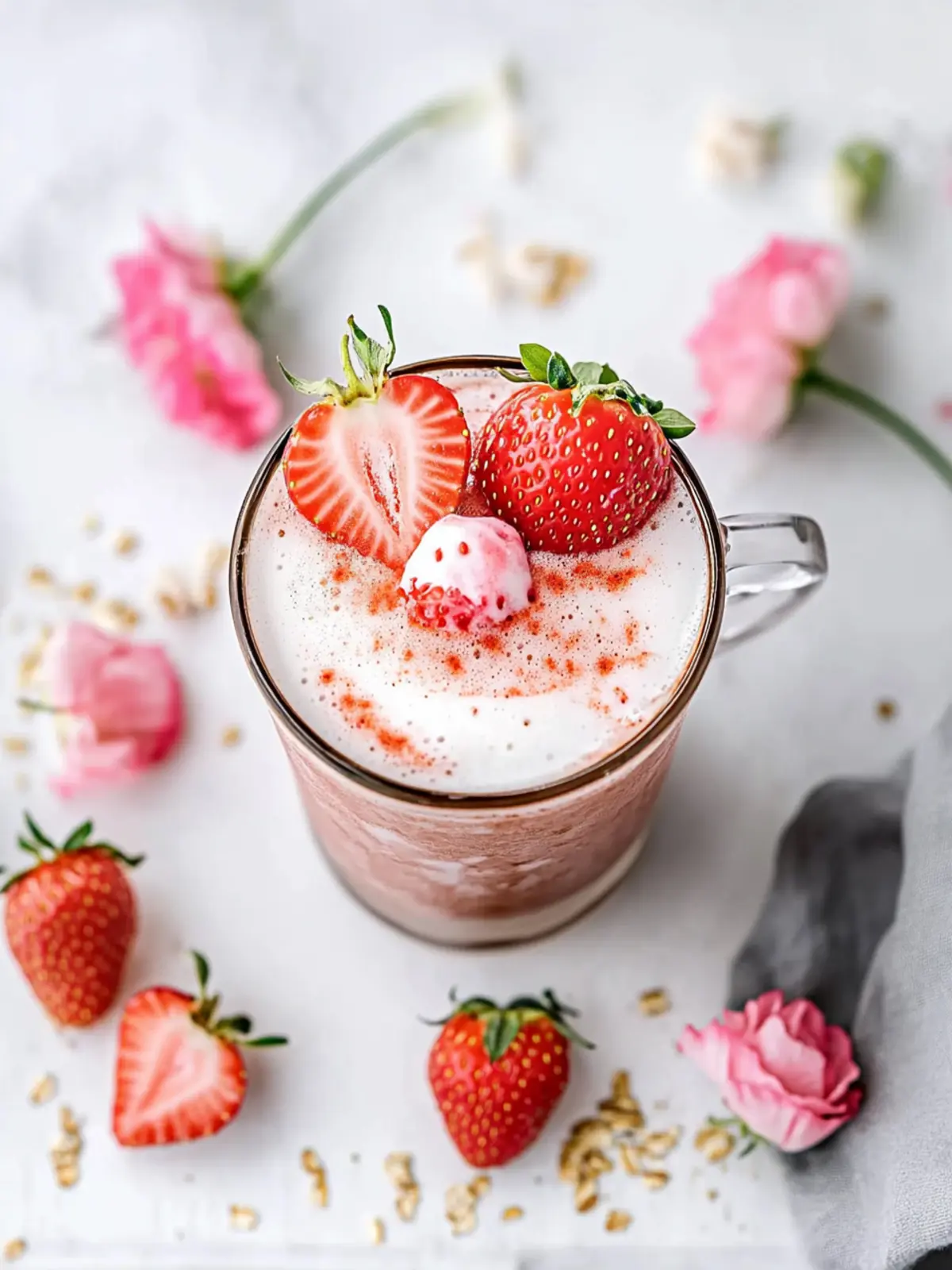 Delicious Strawberry Latte with Vegan Strawberry Oat Milk Recipe 2 Strawberry Latte with Vegan Strawberry Oat Milk