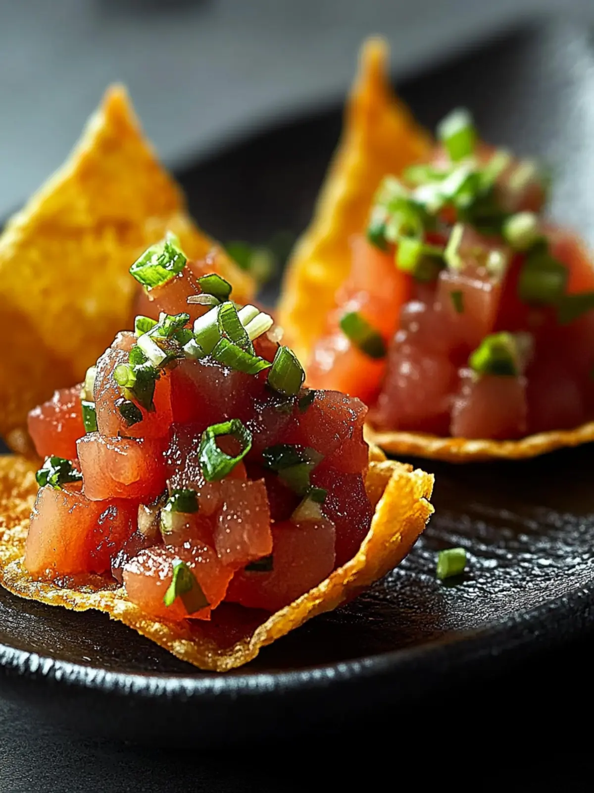 Elevate Your Appetizer Game: Spicy Tuna Tartare on Crispy Wonton Chips Recipe 5 Spicy Tuna Tartare on Crispy Wonton Chips Recipe