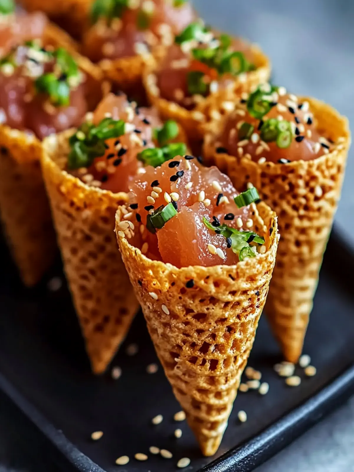 Spicy Tuna Sesame Miso Cones for a Flavor-Packed Appetizer 3 Spicy Tuna Sesame Miso Cones