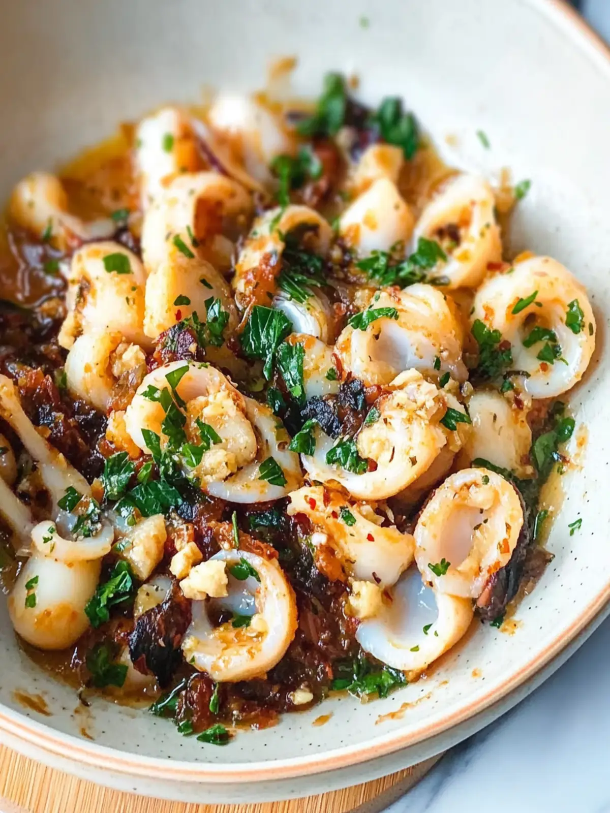 Savor Keto Garlic Squid with Olives and Zesty Arugula 2 Keto Garlic Squid