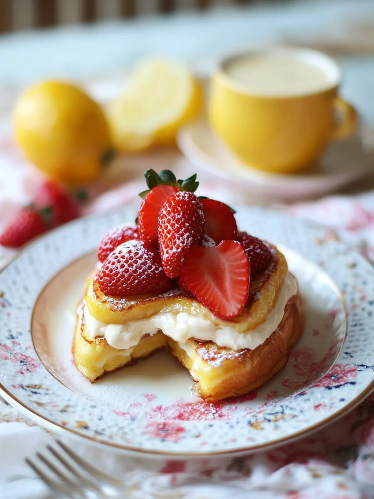 Delicious Overnight Cream Cheese-Stuffed Lemon French Toast 4 Overnight Cream Cheese-Stuffed Lemon French Toast with Strawberries