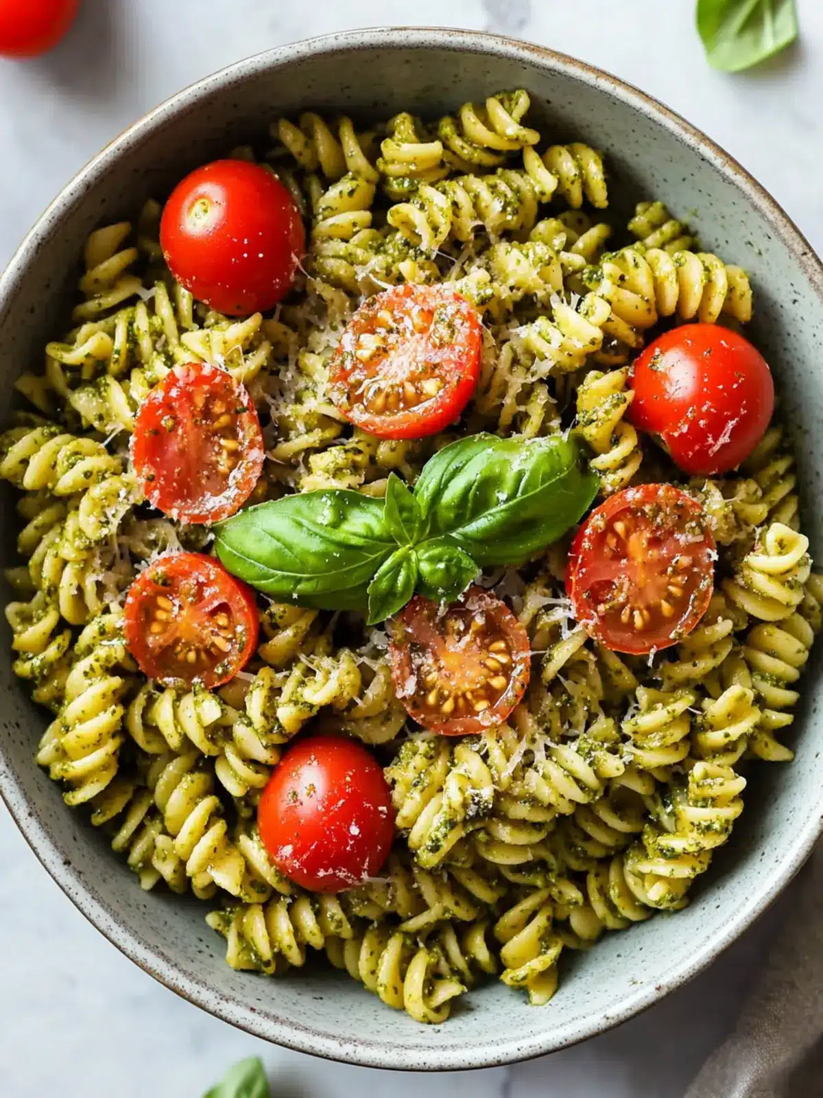 Delicious Pesto Pasta with Cherry Tomatoes in Minutes! 4 Pesto Pasta with Cherry Tomatoes