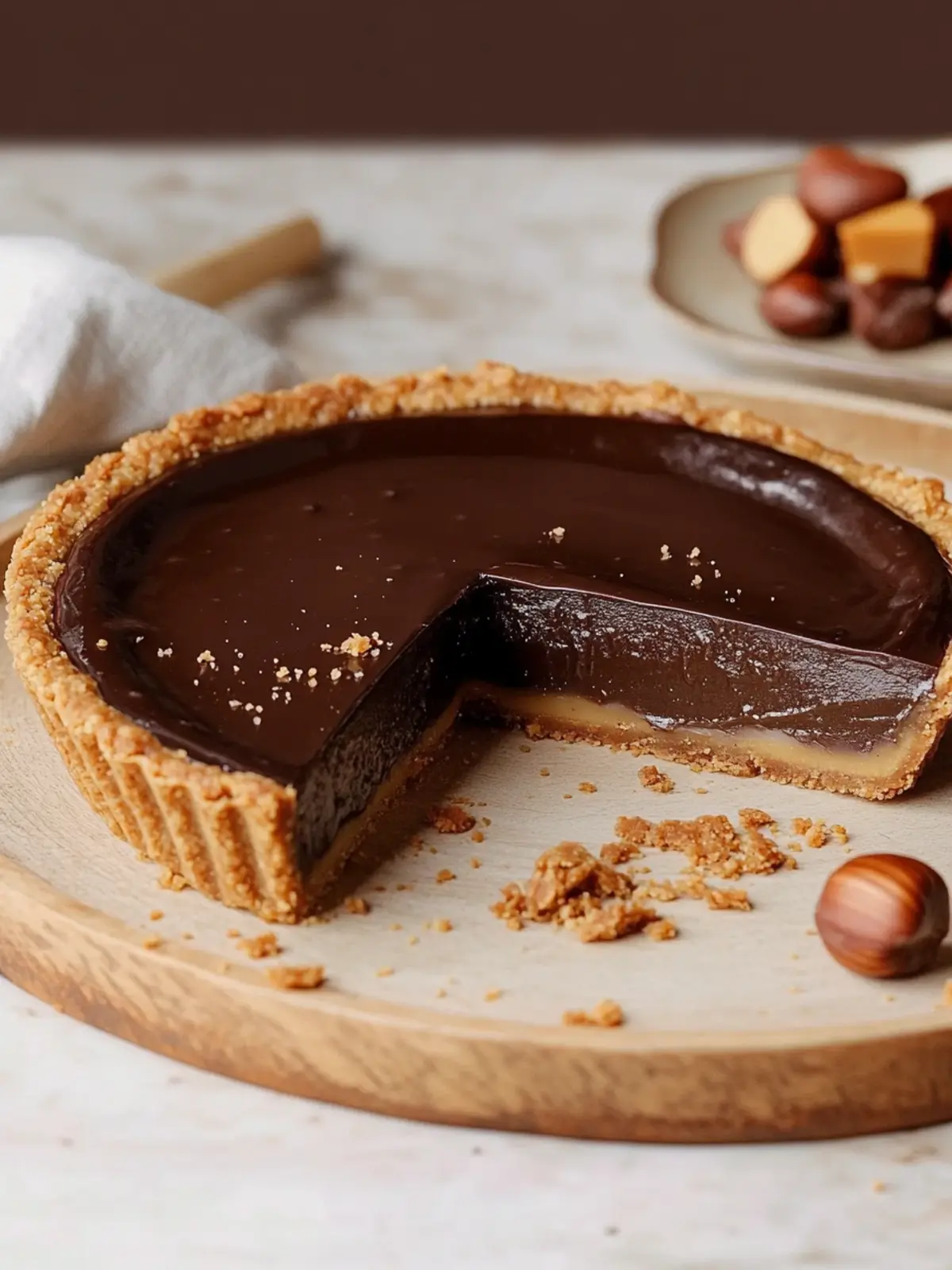 Indulge in Chocolate Tart with Hazelnut Crust and Toffee Bliss 3 chocolate tart with hazelnut crust and toffee butterscotch
