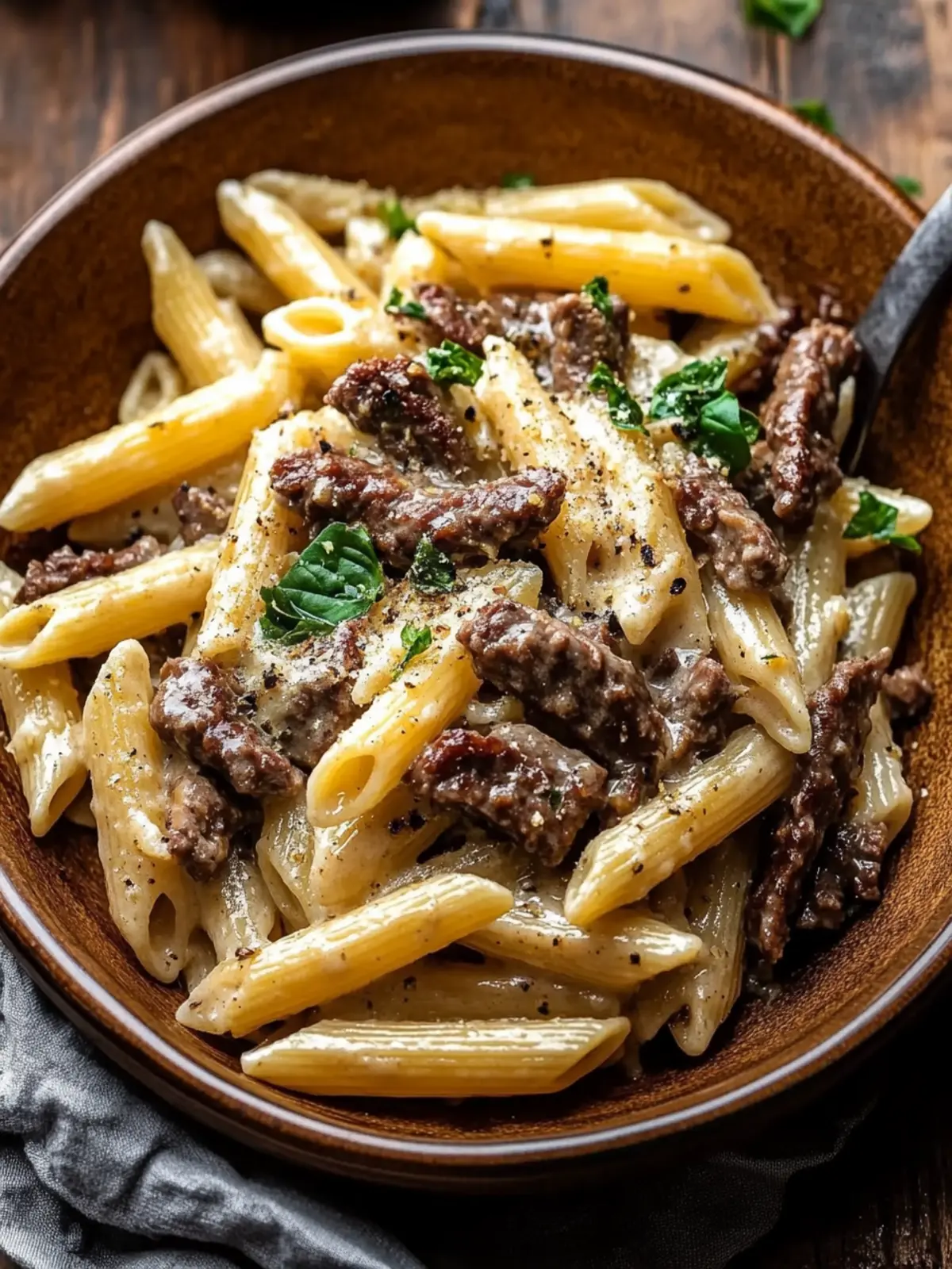 Creamy Garlic Beef Pasta with Low Carb Qetoe Penne Bliss 2 Creamy Garlic Beef Pasta with Low Carb Qetoe Penne