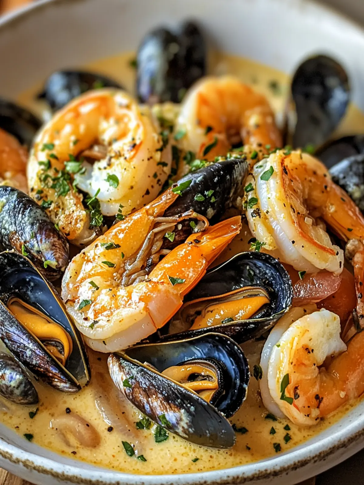 Delicious Shrimp And Mussels In A Creamy Garlic Sauce Delight 3 Shrimp And Mussels In A Creamy Garlic Sauce