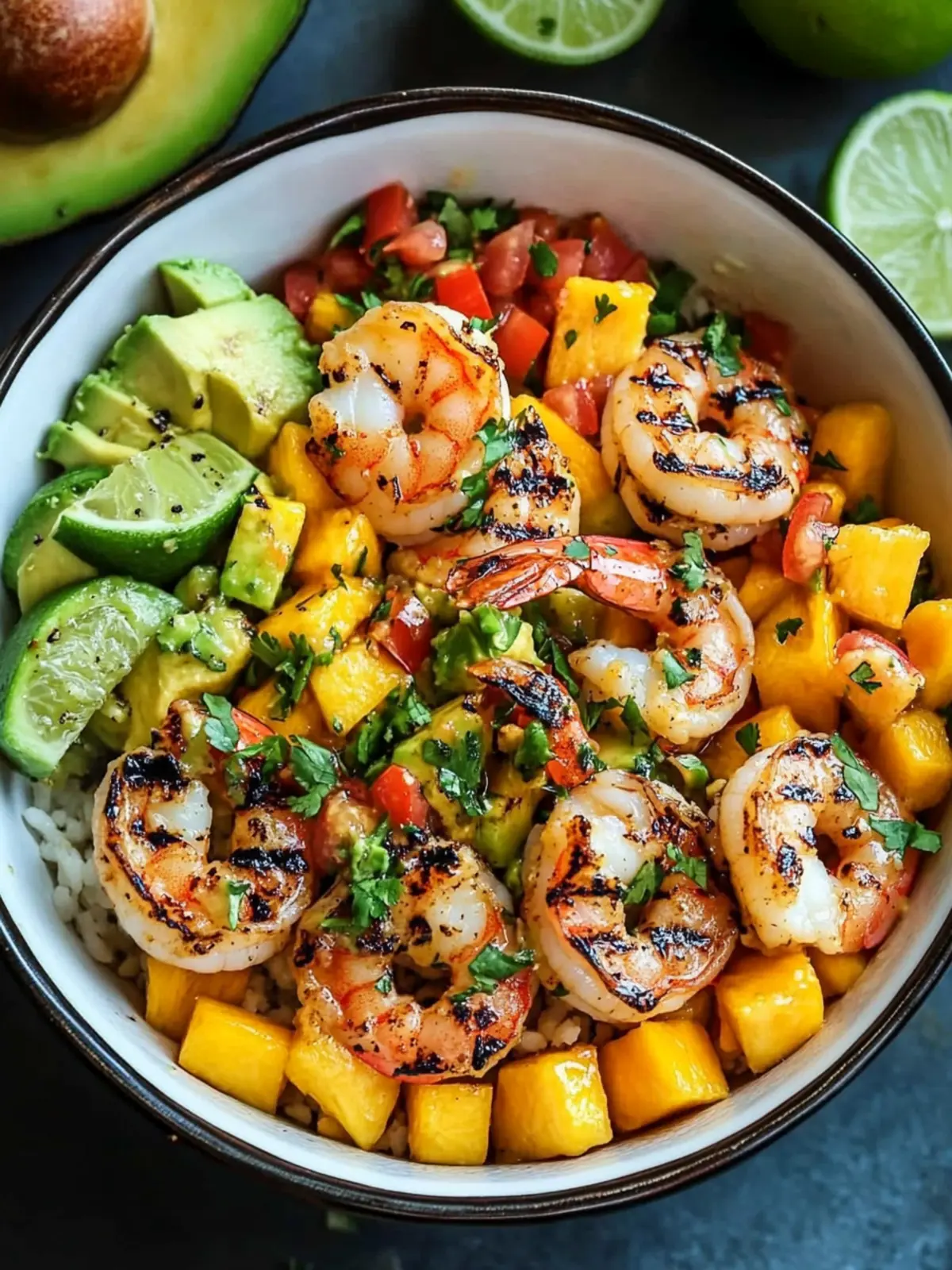 Shrimp and Avocado Bowls with Mango Salsa for Fresh Fiesta Fun 2 Shrimp and Avocado Bowls with Mango Salsa & Lime-Chili Sauce