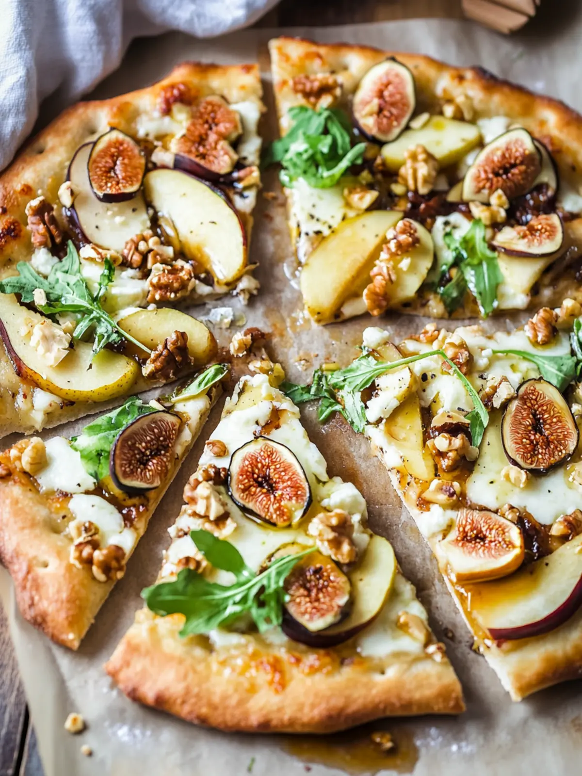 Indulge in Fig, Pear, Walnut, Brie, Honey and Goat Cheese Pizza 5 Fig, Pear, Walnut, Brie, Honey and Goat Cheese Pizza