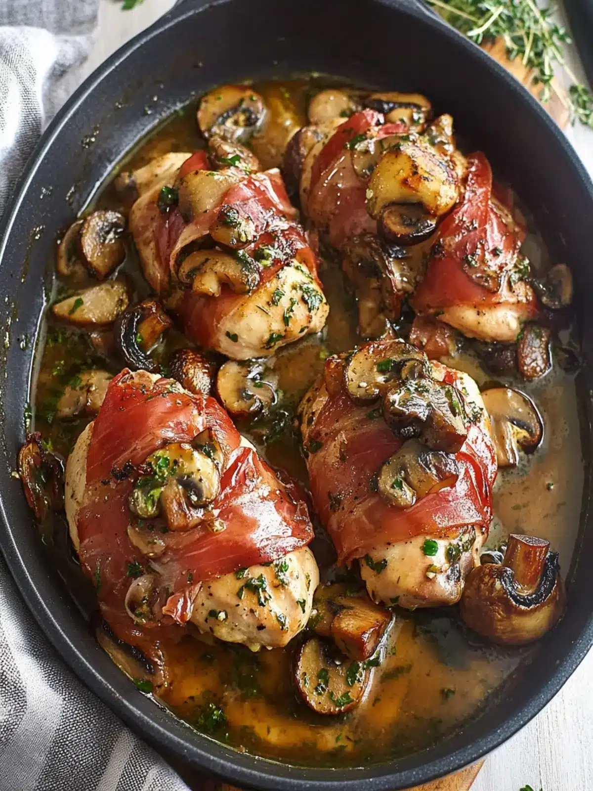 Savor the Flavor: Prosciutto Wrapped Chicken with Mushrooms 2 Prosciutto Wrapped Chicken with Mushrooms