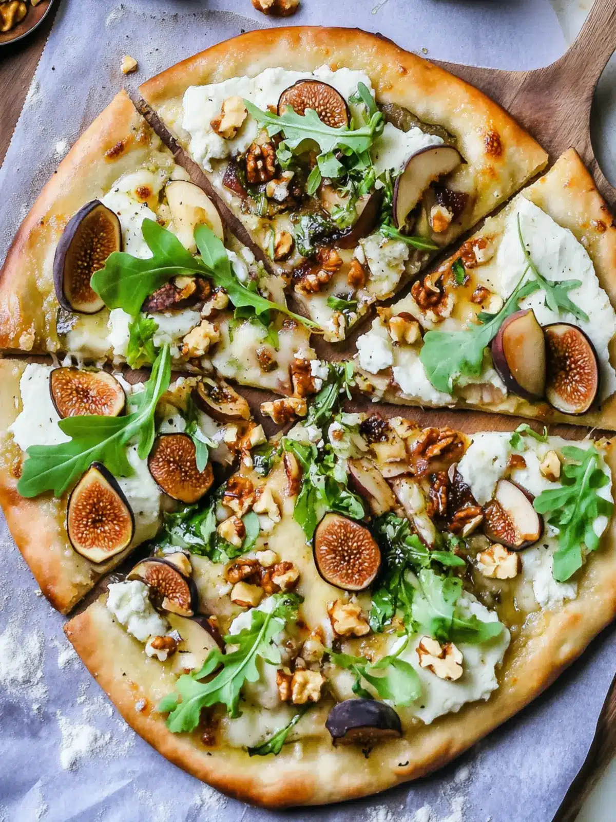 Indulge in Fig, Pear, Walnut, Brie, Honey and Goat Cheese Pizza 3 Fig, Pear, Walnut, Brie, Honey and Goat Cheese Pizza