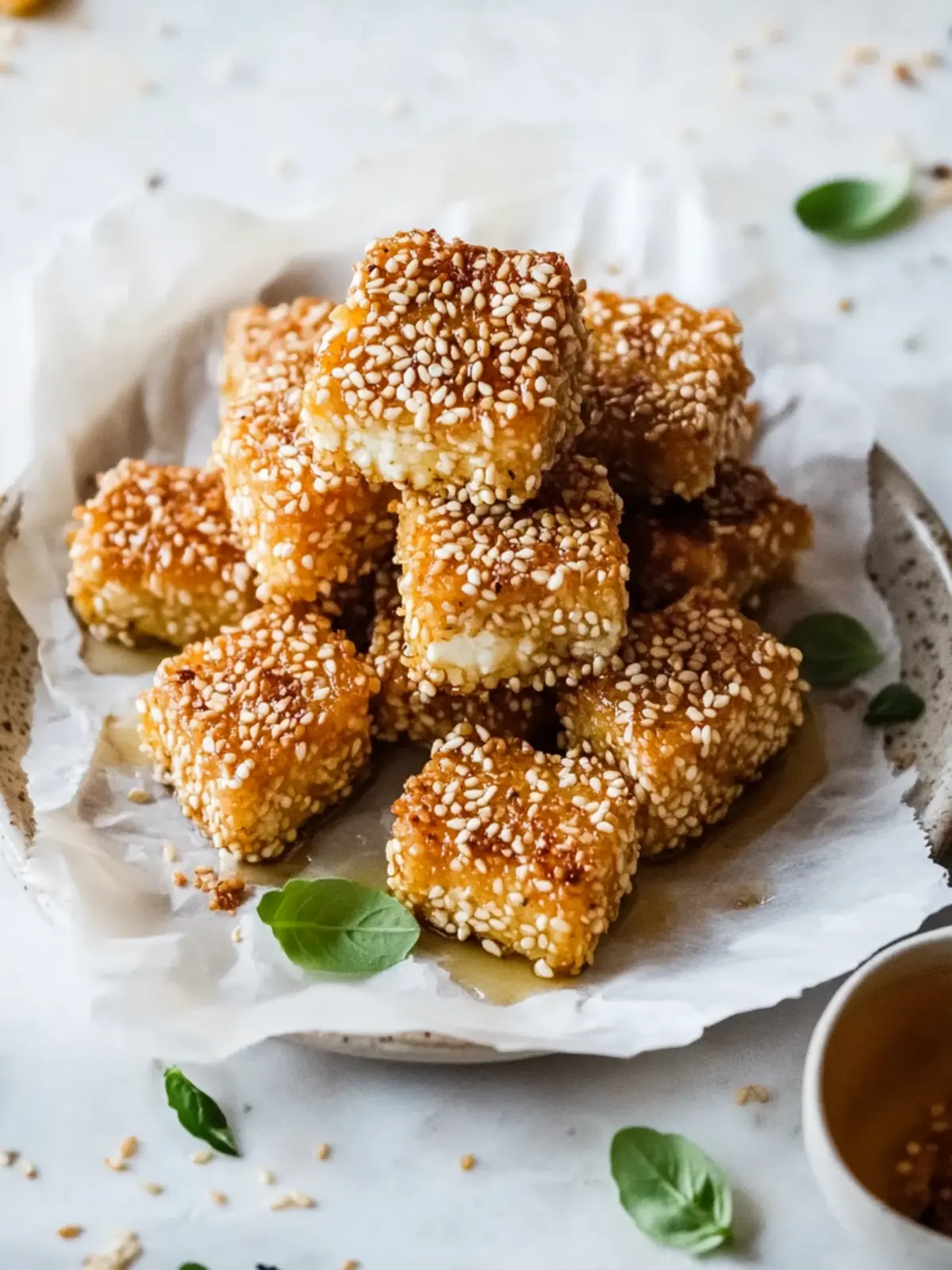 Crispy Fried Feta With Honey And Sesame: Irresistible Delight 5 Fried Feta With Honey And Sesame