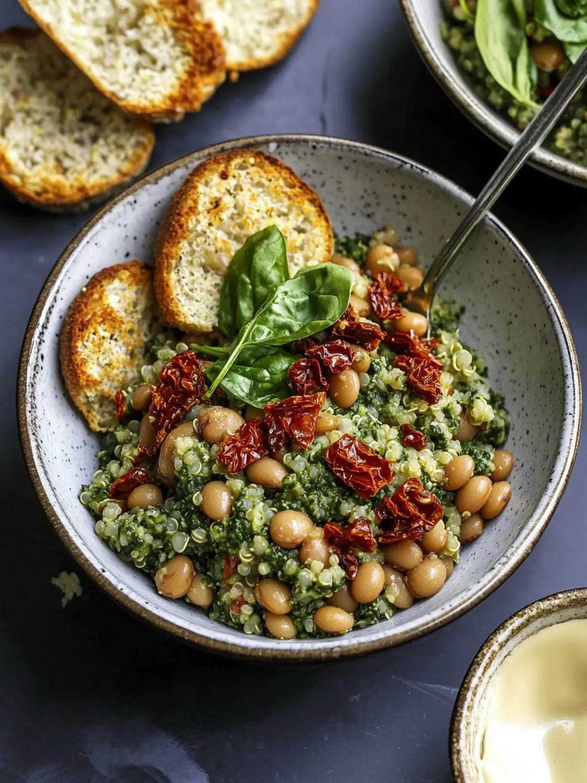 Spinach Pesto Butter Bean Lentil Quinoa Bowls with Sun-Dried Tomatoes Delight 5 Spinach Pesto Butter Bean Lentil Quinoa Bowls with Sun-Dried Tomatoes