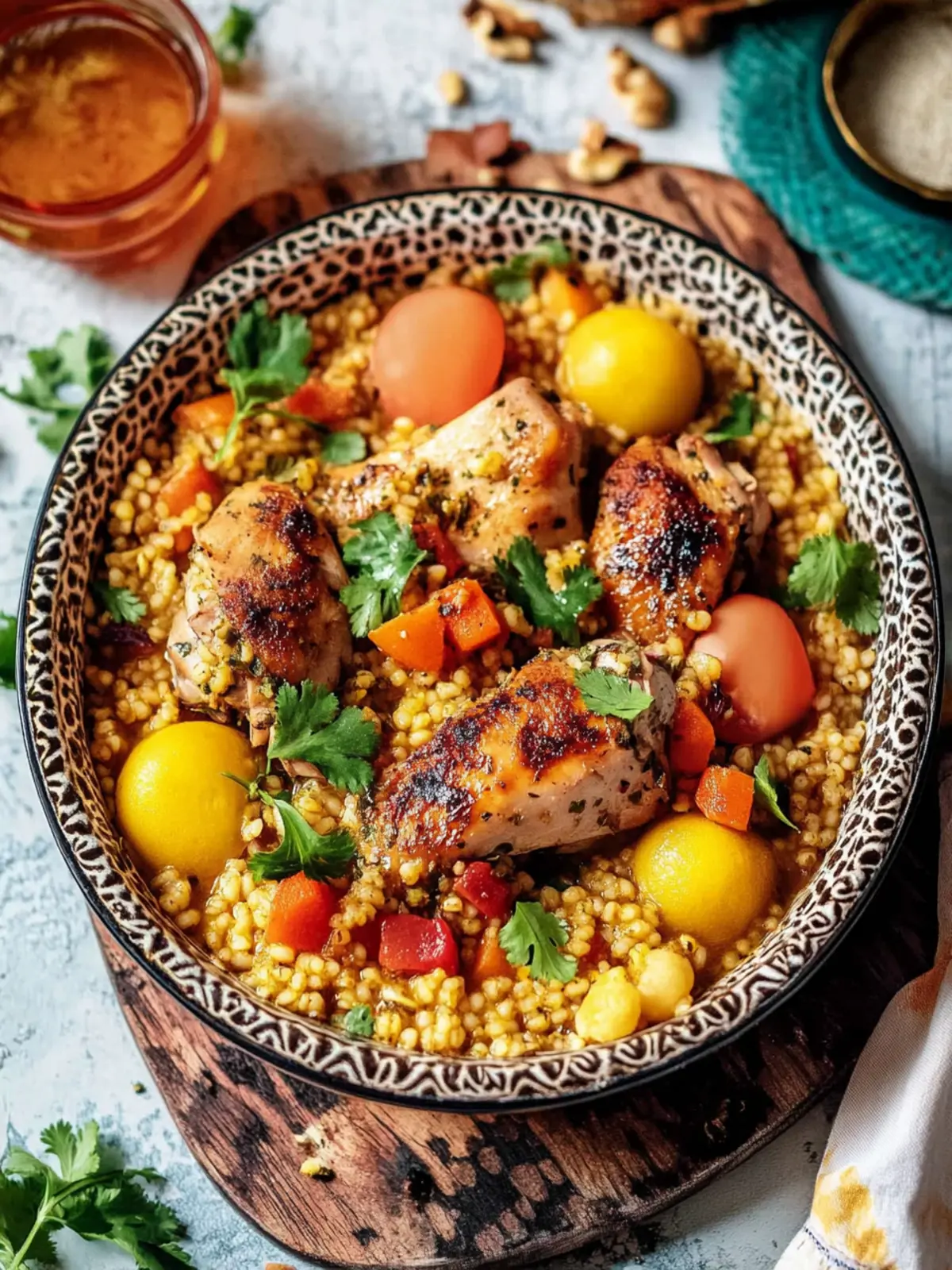 Savory Authentic Maftoul with Chicken and Veggie Delight 3 Authentic Maftoul with Chicken