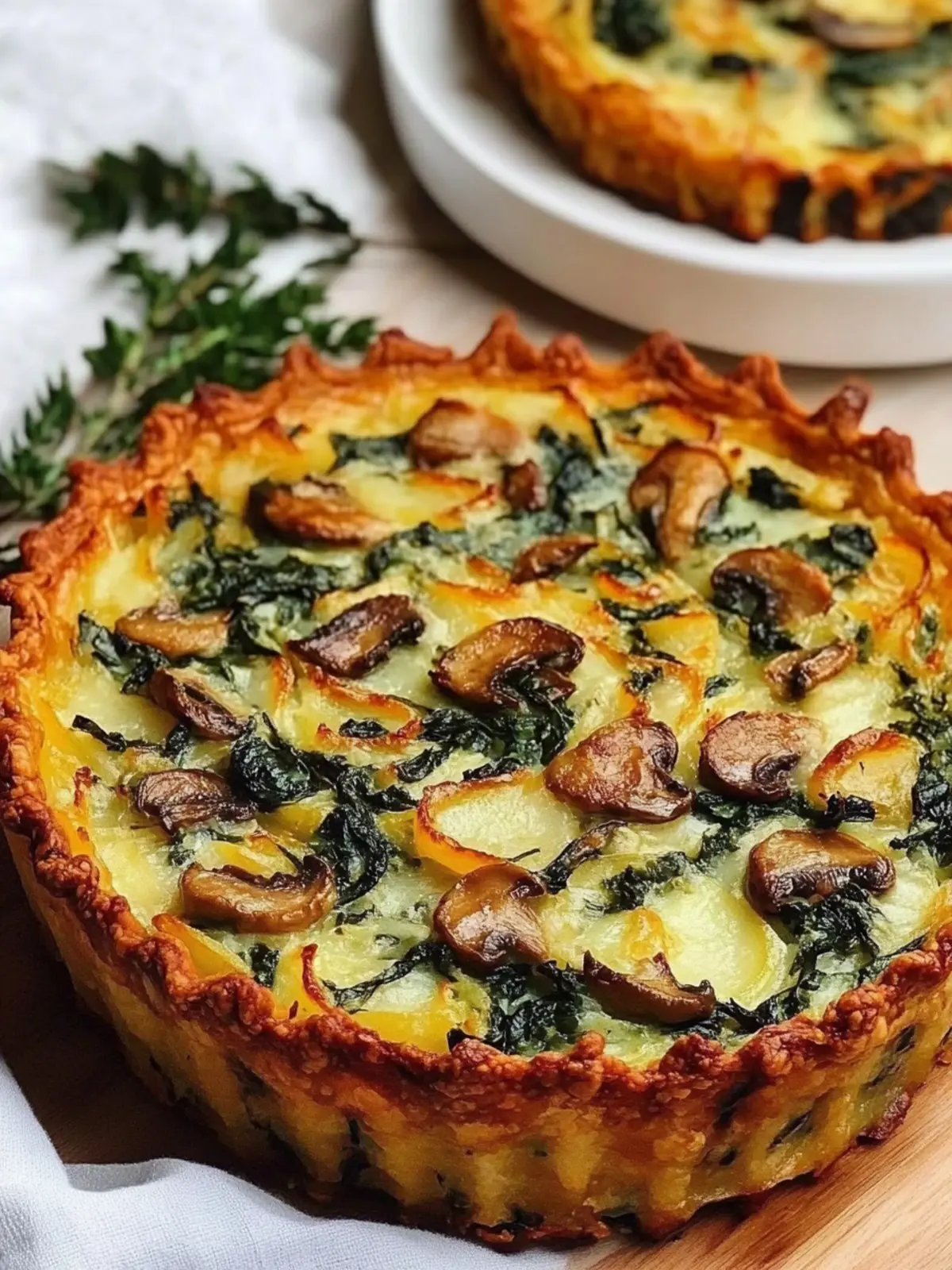 Crispy Grated Potato Pie with Spinach and Mushrooms Delight 3 Crispy Grated Potato Pie with Spinach and Mushrooms