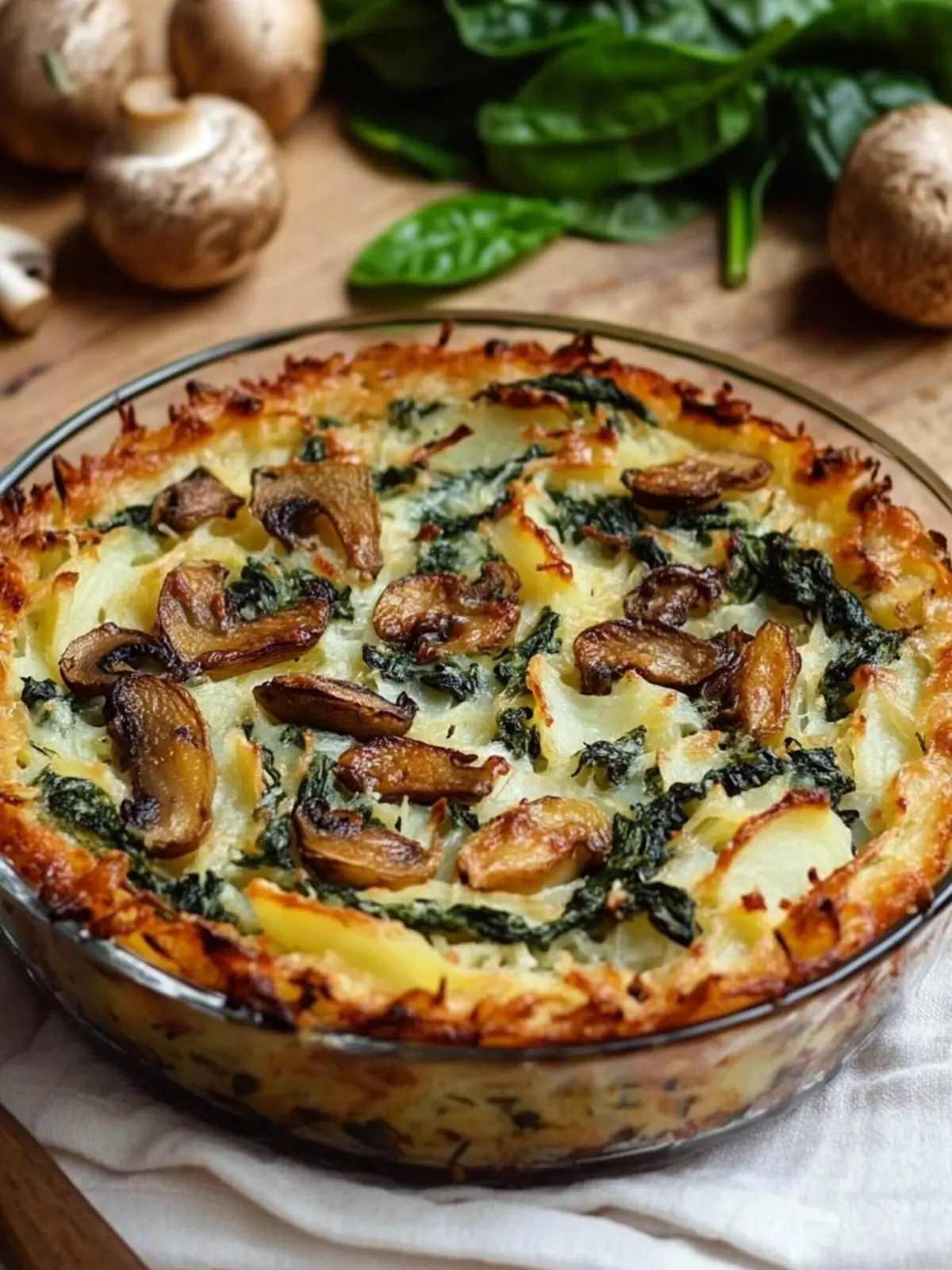Crispy Grated Potato Pie with Spinach and Mushrooms Delight 5 Crispy Grated Potato Pie with Spinach and Mushrooms
