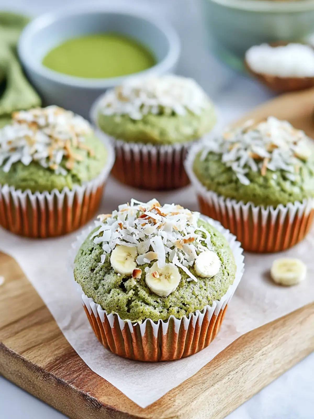 Delicious Healthy Matcha Muffins with Banana and Coconut 2 Healthy Matcha Muffins with Banana and Coconut