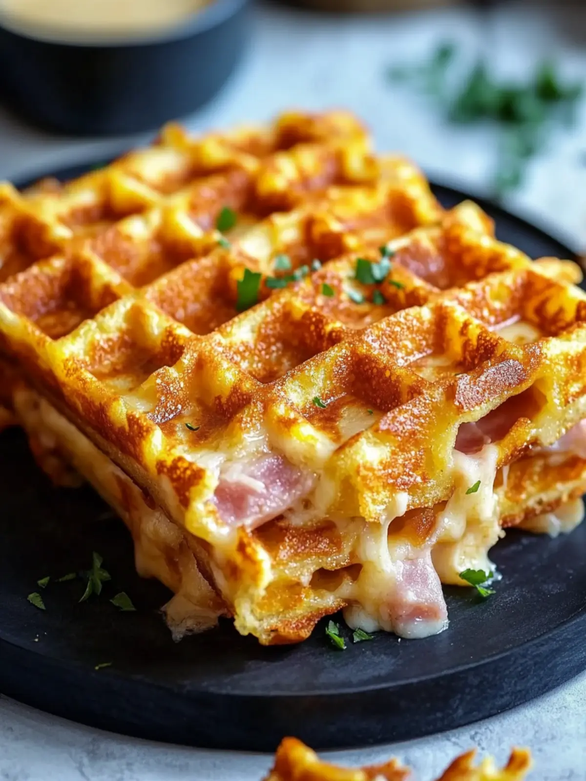 Irresistible Crunchy Ham and Cheese Chaffles You'll Love! 4 Crunchy Ham and Cheese Chaffles