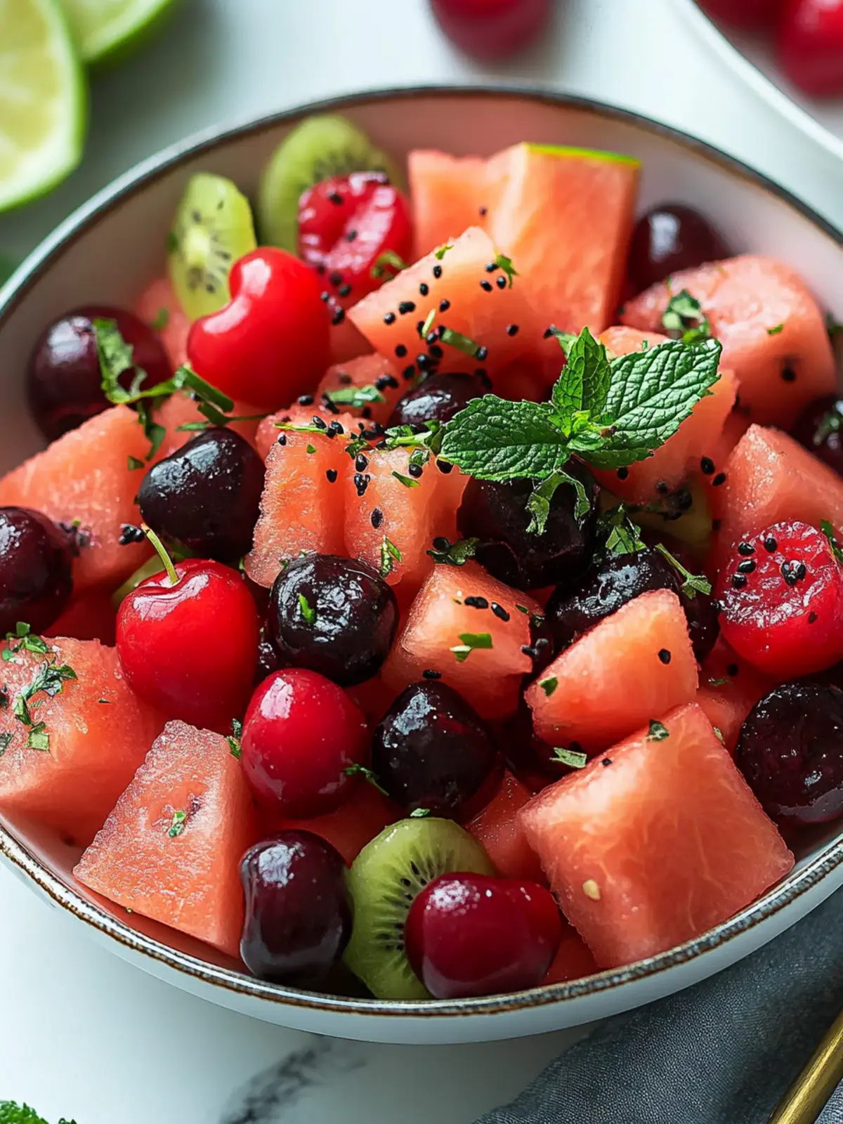 Delicious Watermelon Fruit Salad with Cherries for Summer Bliss 2 Watermelon Fruit Salad with Cherries
