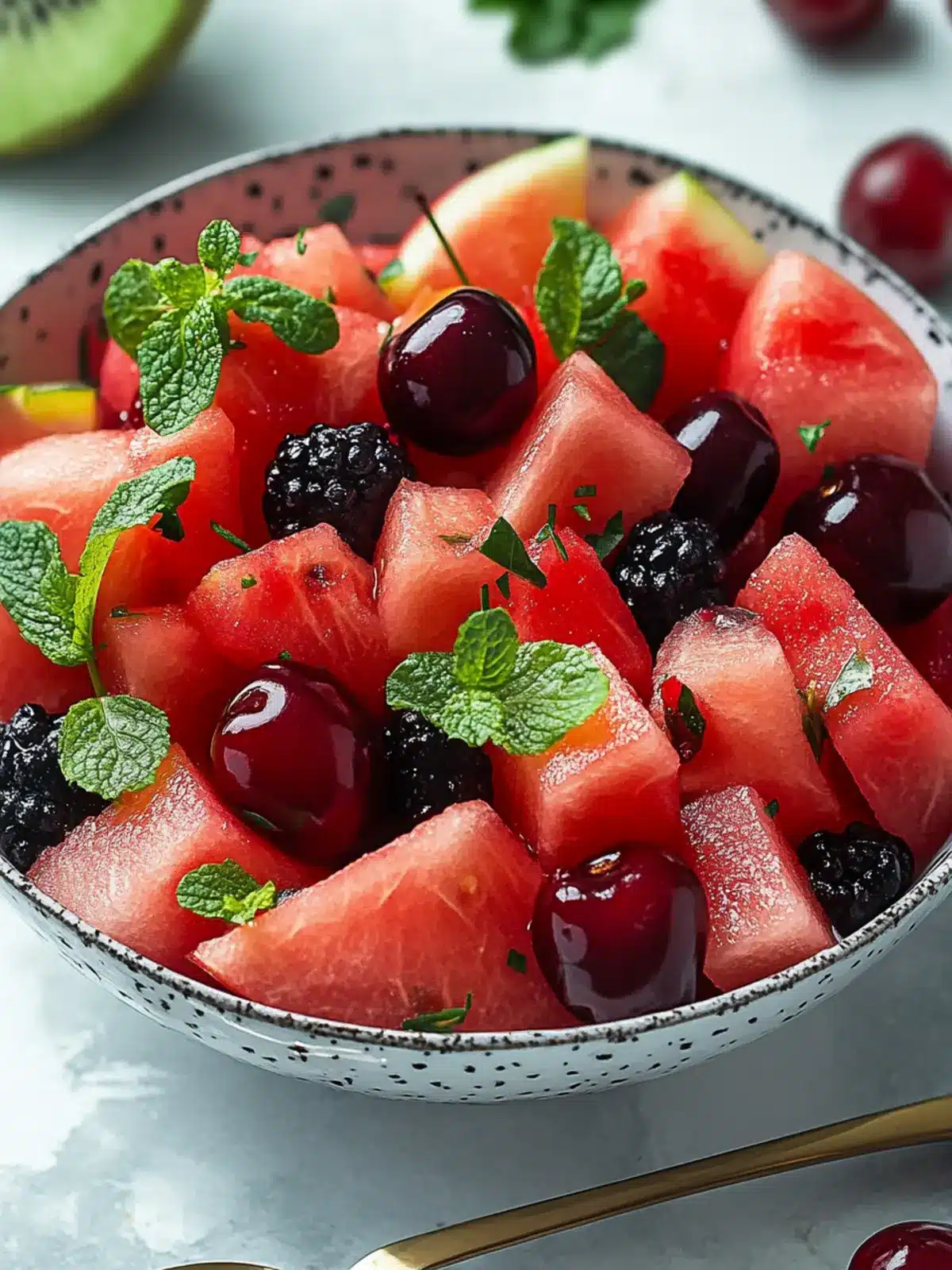 Delicious Watermelon Fruit Salad with Cherries for Summer Bliss 3 Watermelon Fruit Salad with Cherries