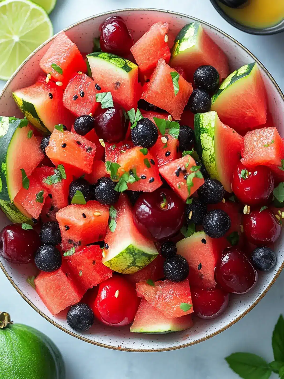 Delicious Watermelon Fruit Salad with Cherries for Summer Bliss 4 Watermelon Fruit Salad with Cherries