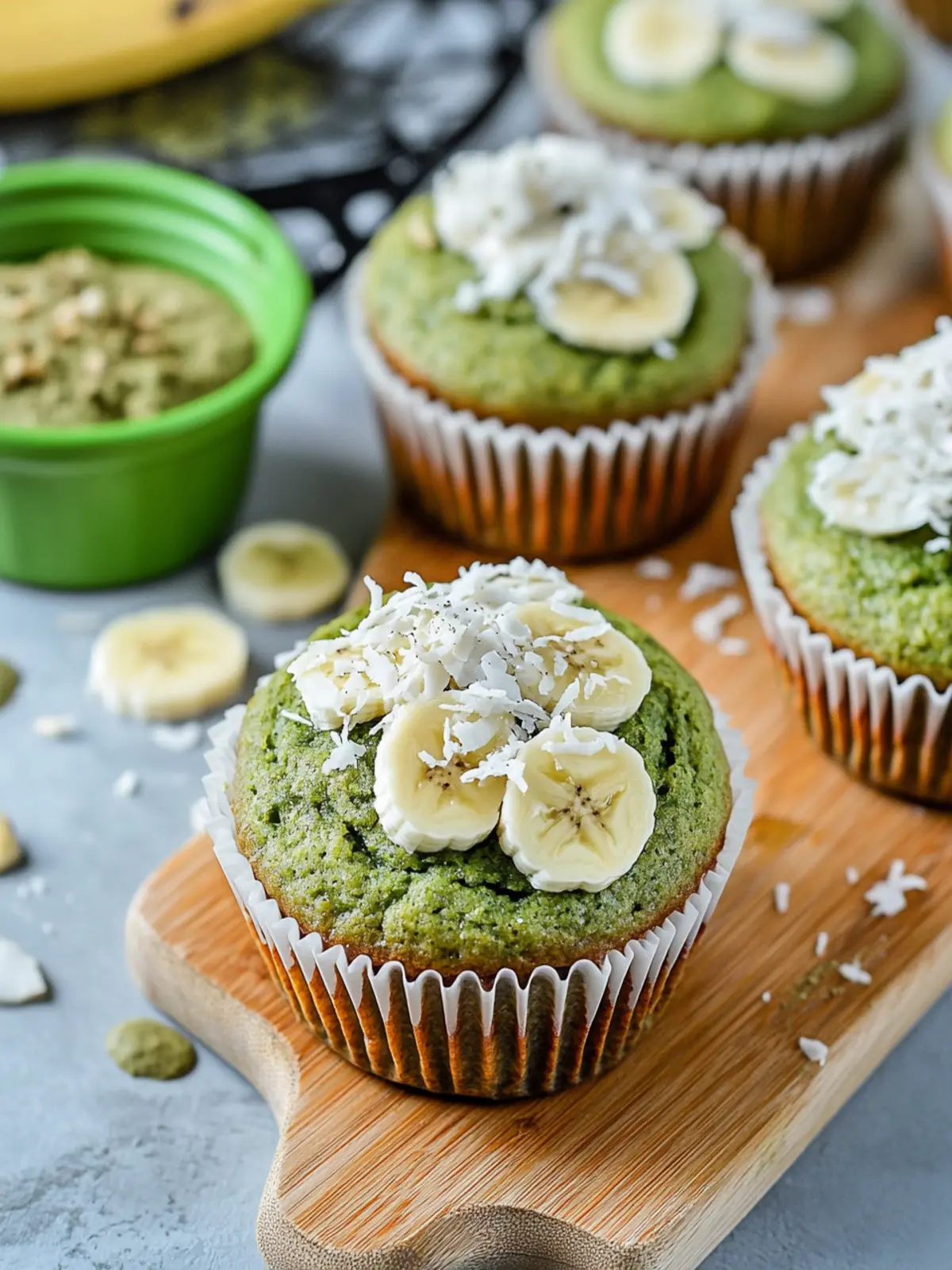 Delicious Healthy Matcha Muffins with Banana and Coconut 3 Healthy Matcha Muffins with Banana and Coconut