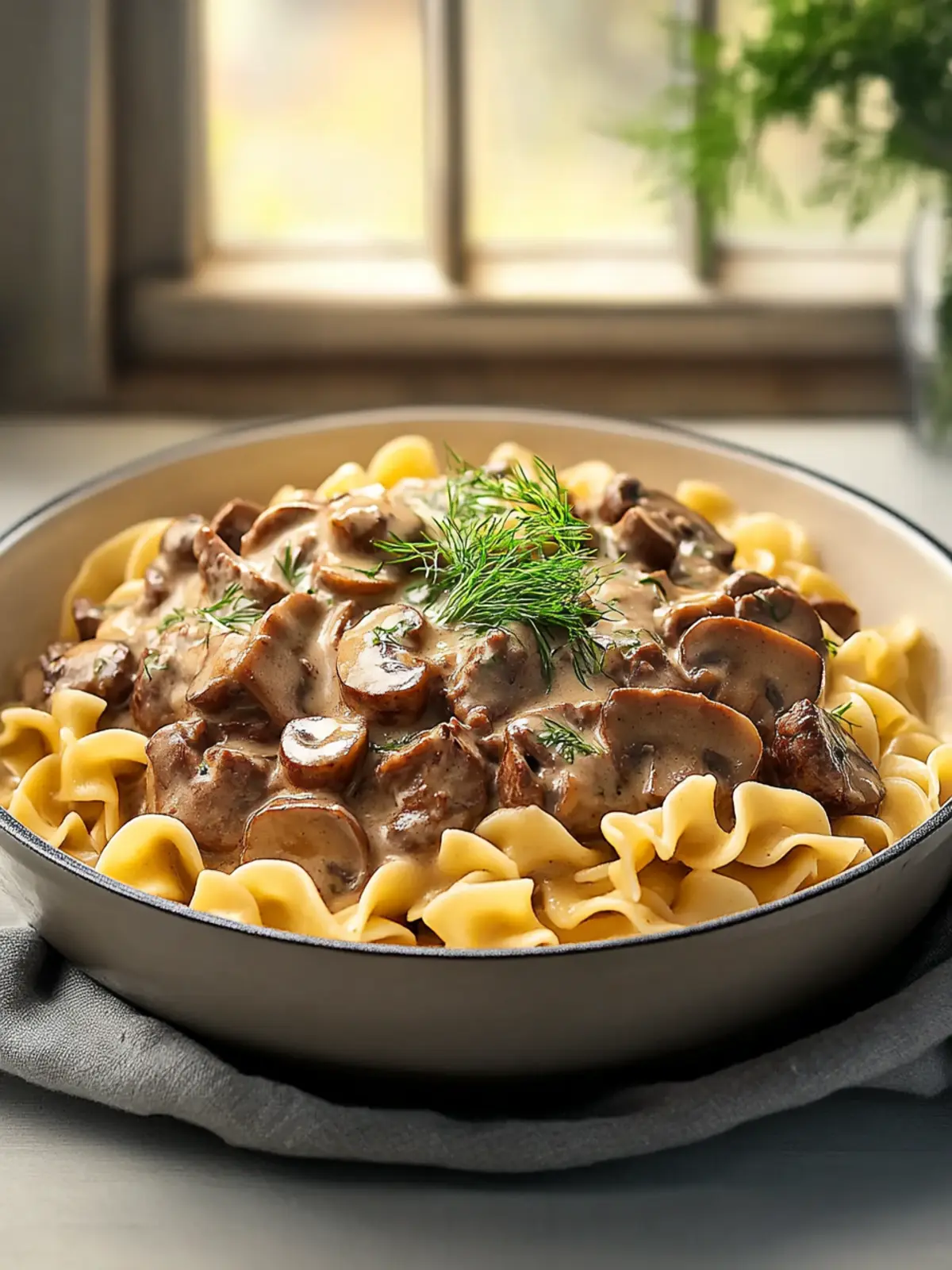 Skillet Beef and Mushroom Stroganoff with Dill Buttered Noodles Made Easy 4 Skillet Beef and Mushroom Stroganoff with Dill Buttered Noodles