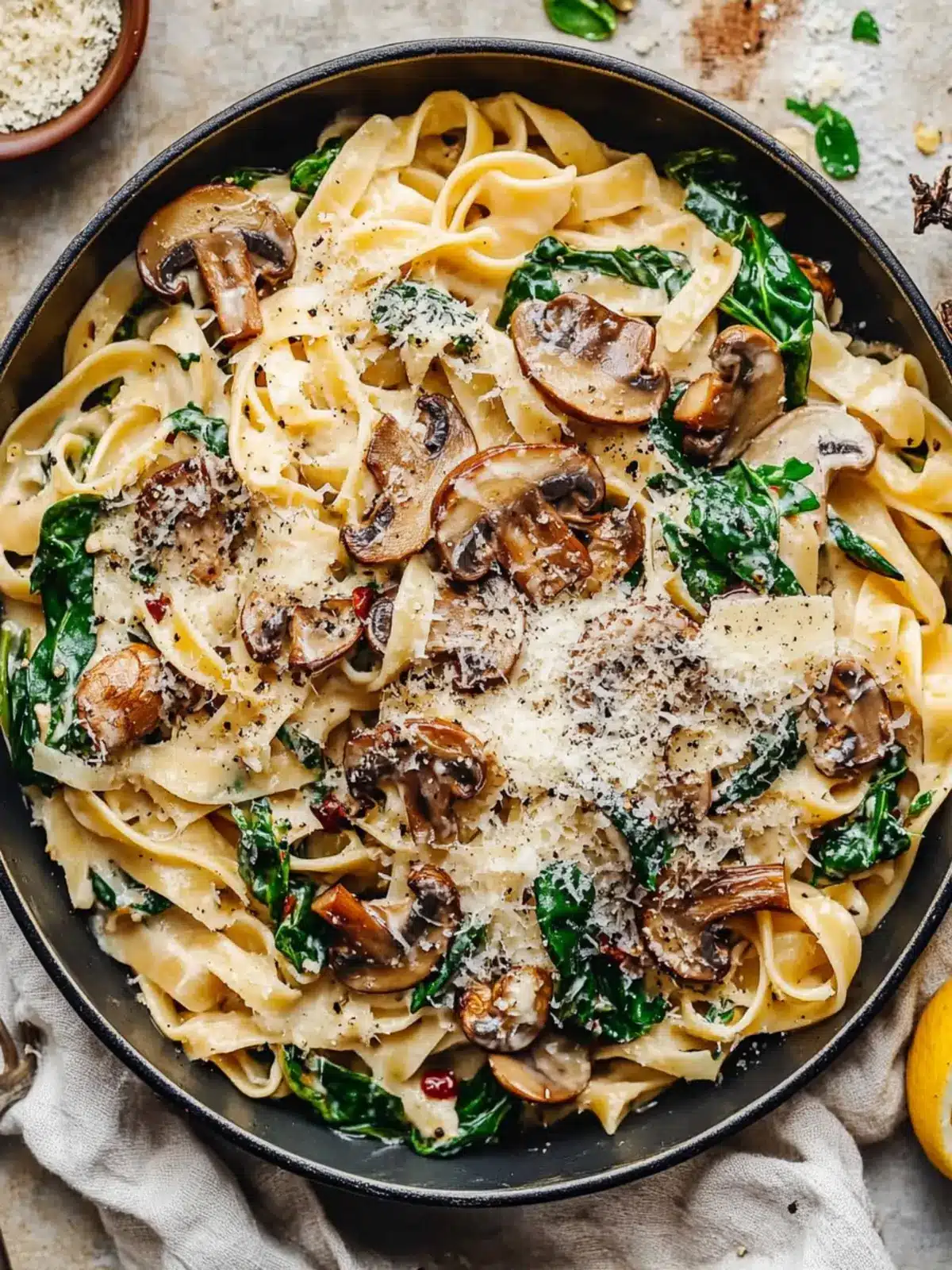 One-Pot Garlic Parmesan Pasta with Spinach and Mushrooms Bliss 4 One-Pot Garlic Parmesan Pasta with Spinach and Mushrooms