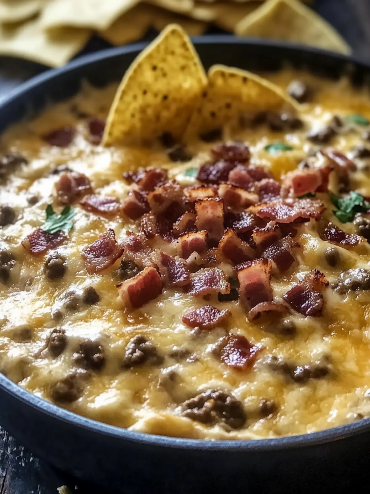 Sizzling Bacon Cheeseburger Queso Dip for Your Next Game Day 2 Sizzling Bacon Cheeseburger Queso Dip