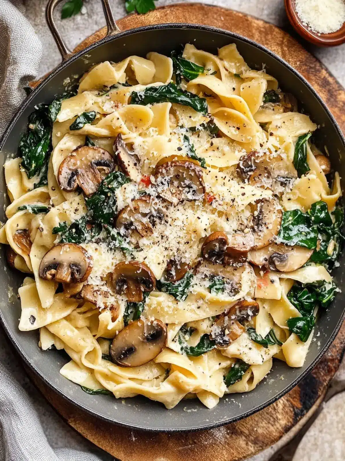 One-Pot Garlic Parmesan Pasta with Spinach and Mushrooms Bliss 3 One-Pot Garlic Parmesan Pasta with Spinach and Mushrooms