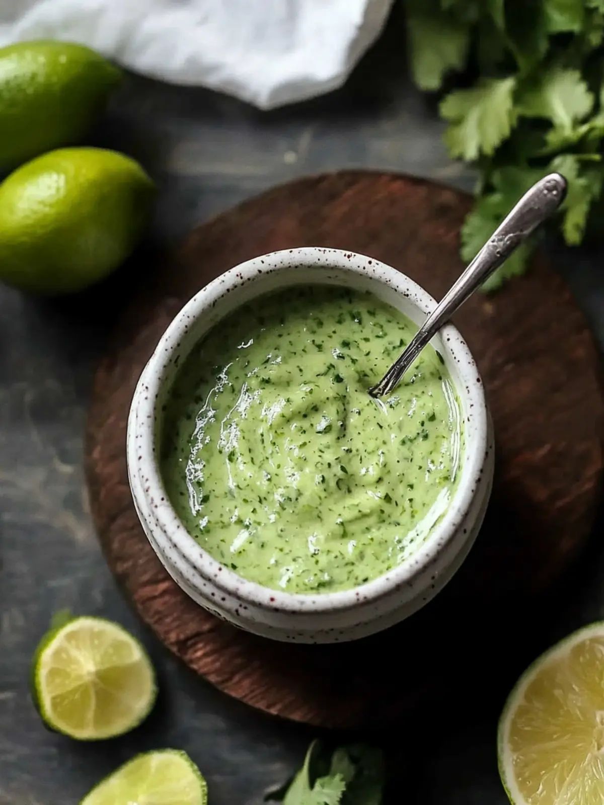 Zesty Creamy Cilantro Garlic Sauce with Jalapeños & Limes 3 Creamy Cilantro Garlic Sauce With Jalapeños & Limes