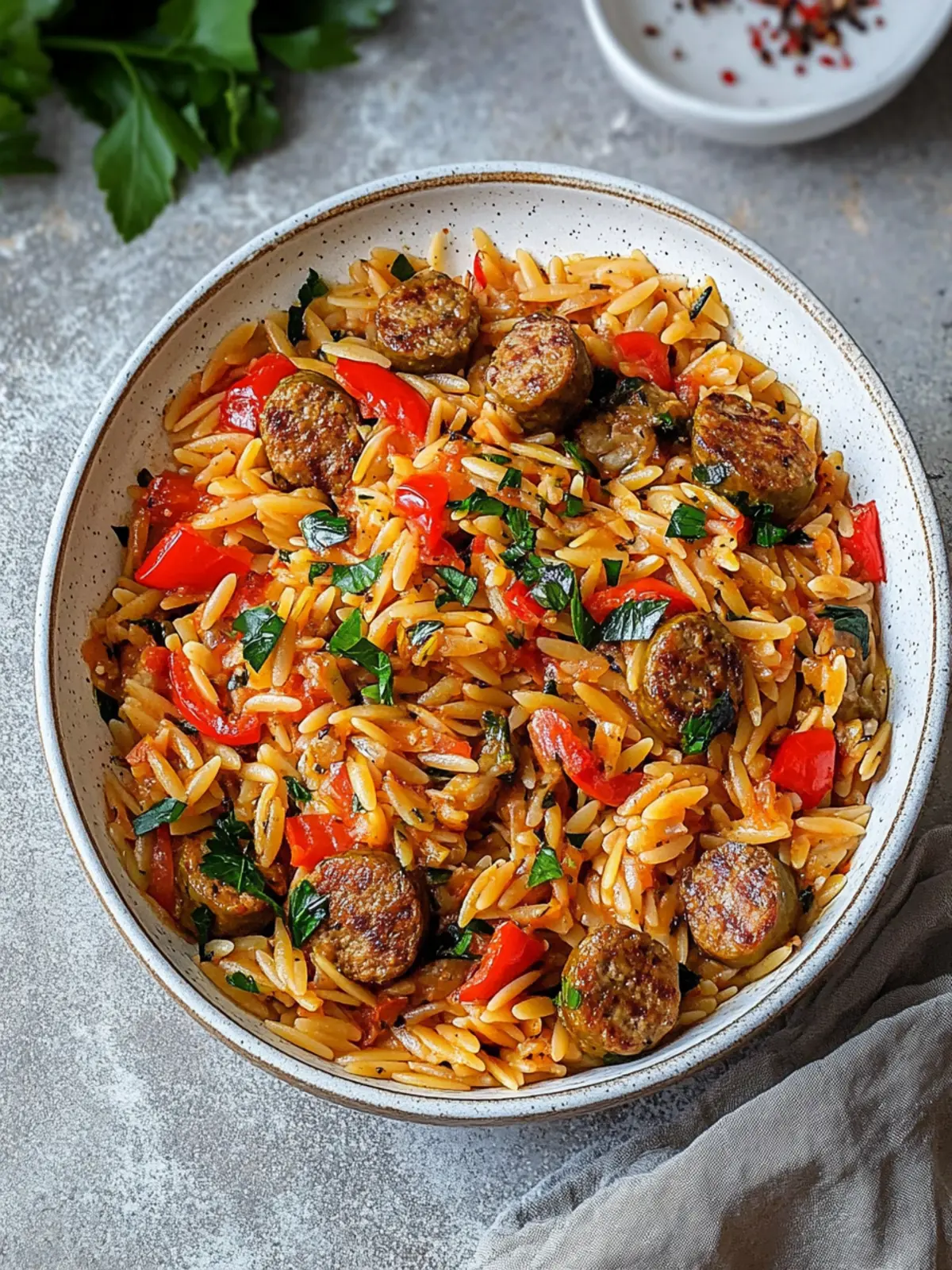 Delicious Vegan Spicy Sausage Orzo for Quick Weeknight Dinners 3 Spicy Sausage Orzo (Vegan)