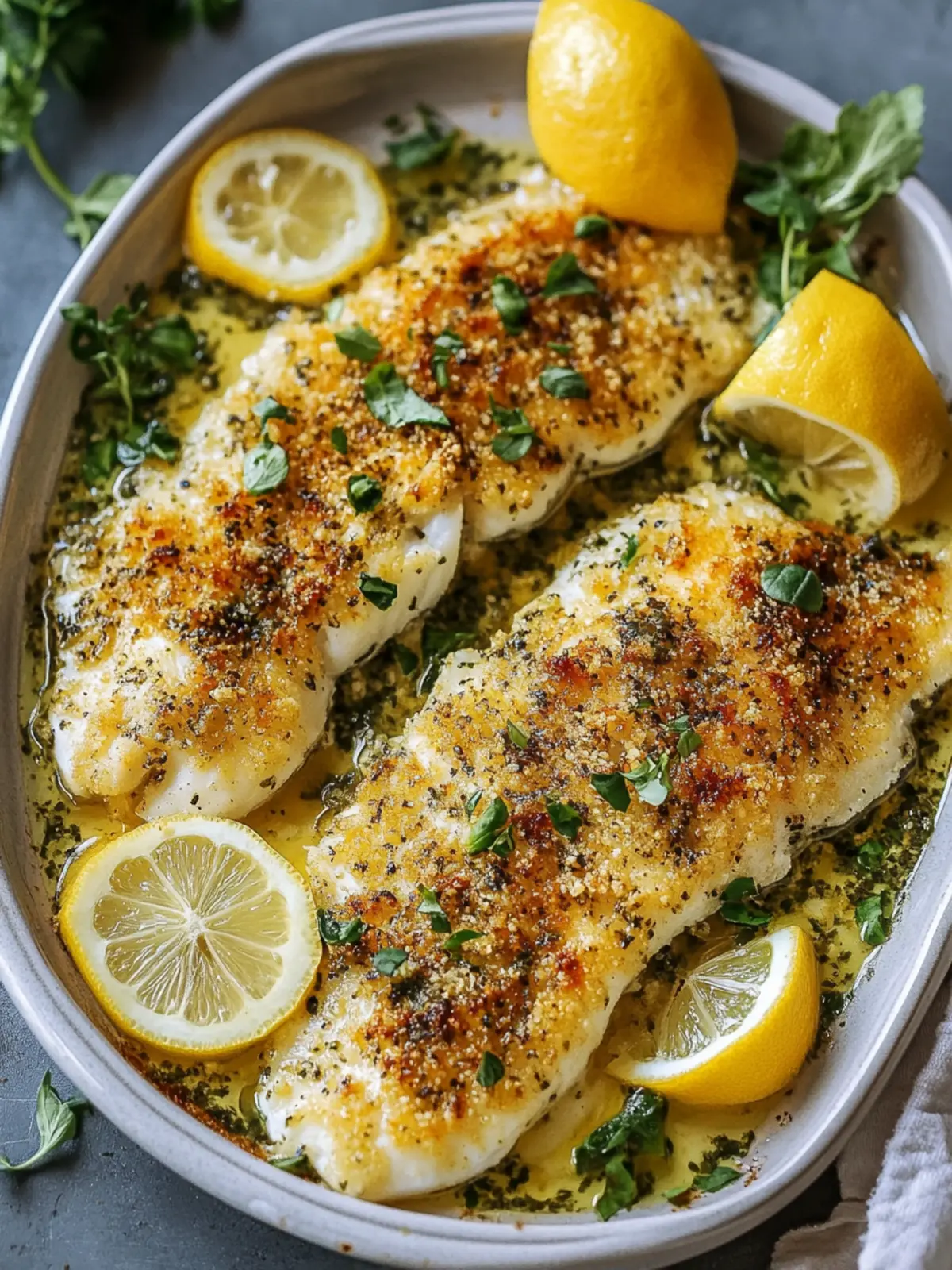 Easy Baked Flounder Oreganata with Crunchy Garlic Topping 2 Easy Baked Flounder Oreganata