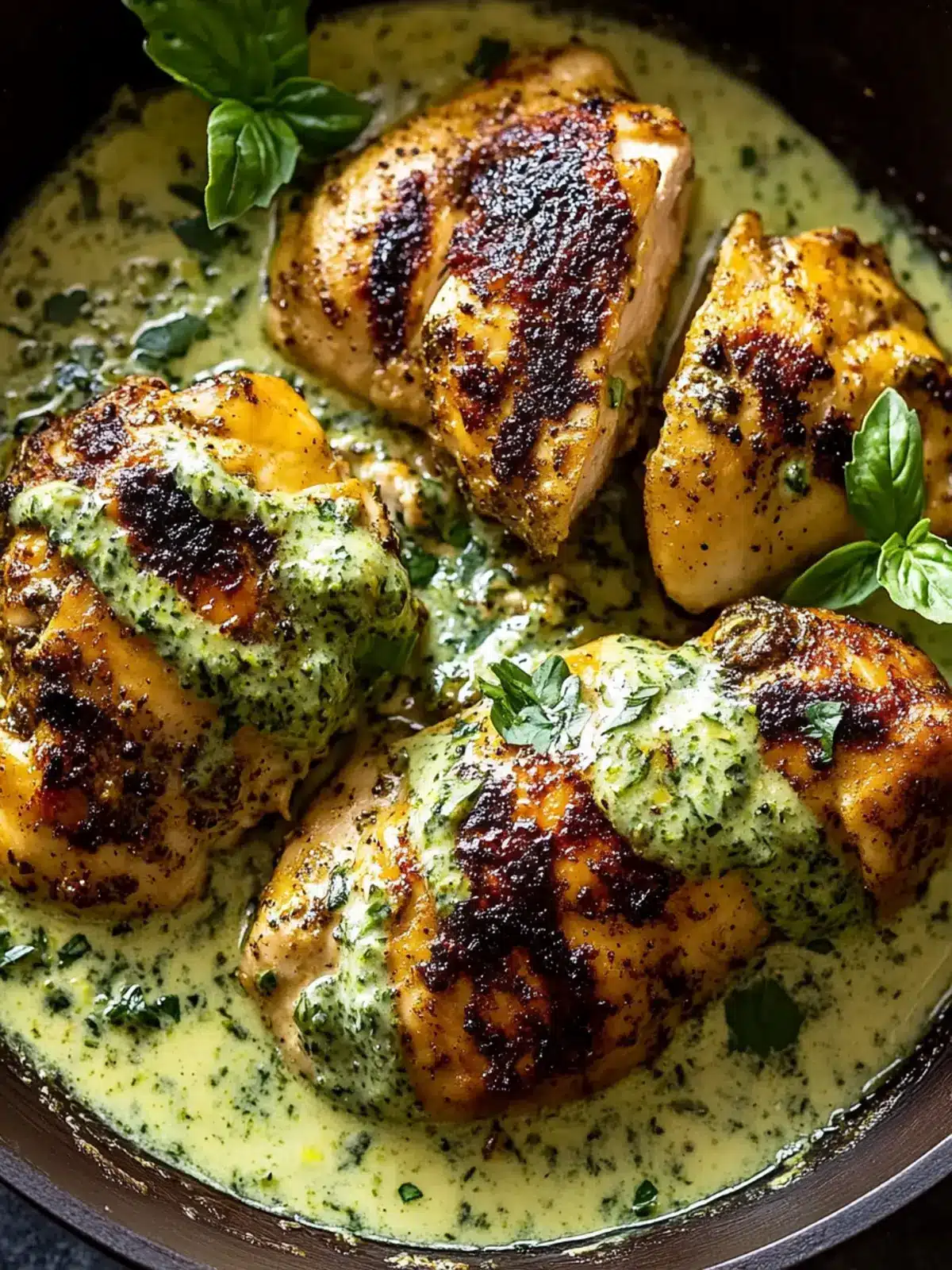 Savory Spiced Baked Chicken with Creamy Green Herb Sauce 4 Spiced Baked Chicken with Creamy Green Herb Sauce