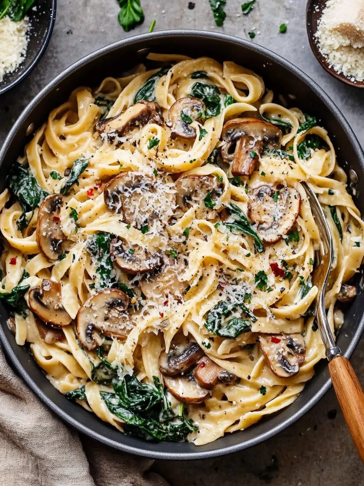One-Pot Garlic Parmesan Pasta with Spinach and Mushrooms Bliss 2 One-Pot Garlic Parmesan Pasta with Spinach and Mushrooms
