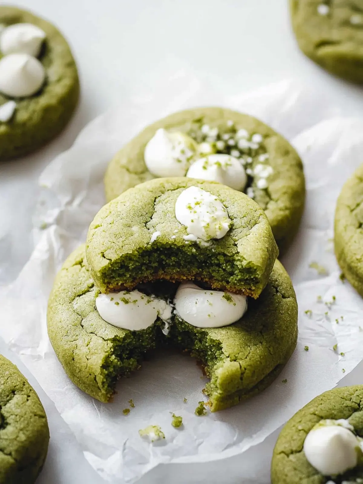 Brown Butter Matcha Cookies with White Chocolate Bliss 2 Matcha Cookies