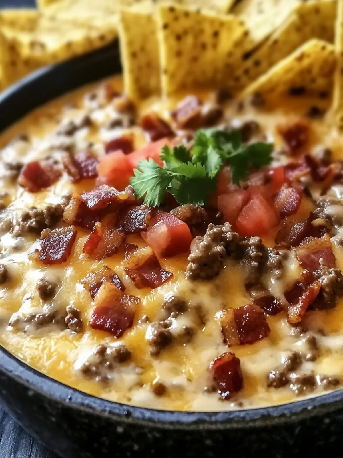 Sizzling Bacon Cheeseburger Queso Dip for Your Next Game Day 3 Sizzling Bacon Cheeseburger Queso Dip