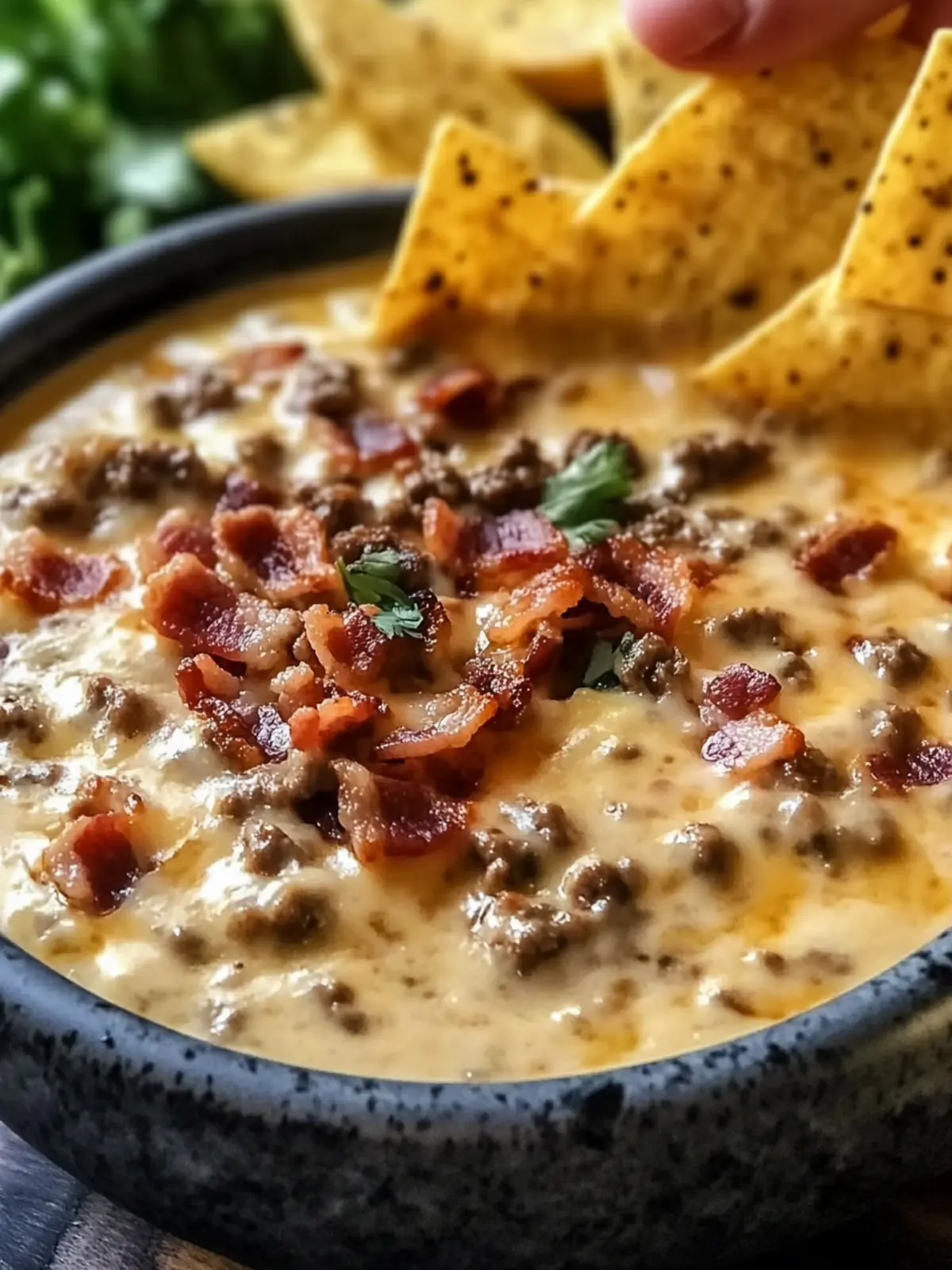 Sizzling Bacon Cheeseburger Queso Dip for Your Next Game Day 5 Sizzling Bacon Cheeseburger Queso Dip