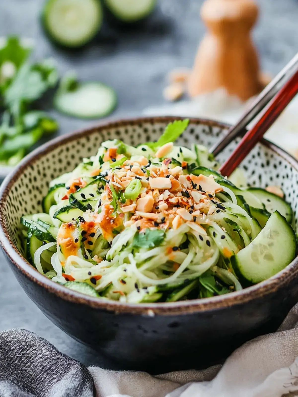 Asian Cucumber Noodle Salad with Creamy Ginger Almond Dressing 4 Asian Cucumber Noodle Salad with Ginger Almond Dressing