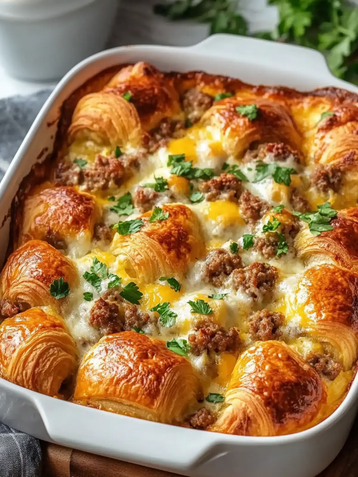 Easy Sausage Croissant Breakfast Casserole for Busy Mornings 2 Easy Sausage Croissant Breakfast Casserole